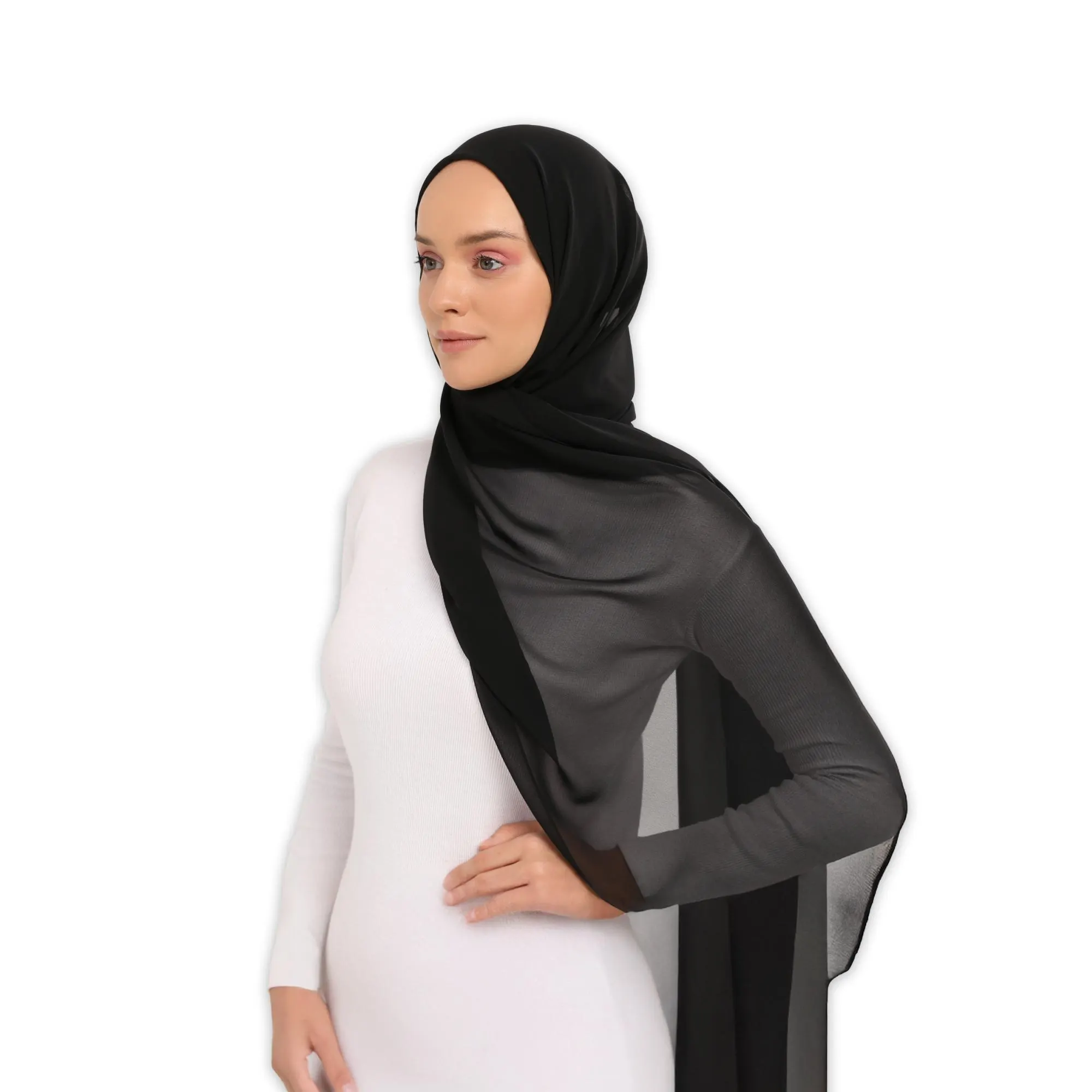 Versatile Chiffon Shawl Scarf with Bonnet, Chiffon Shawl and Bonnet Set, Instant Neck Collar