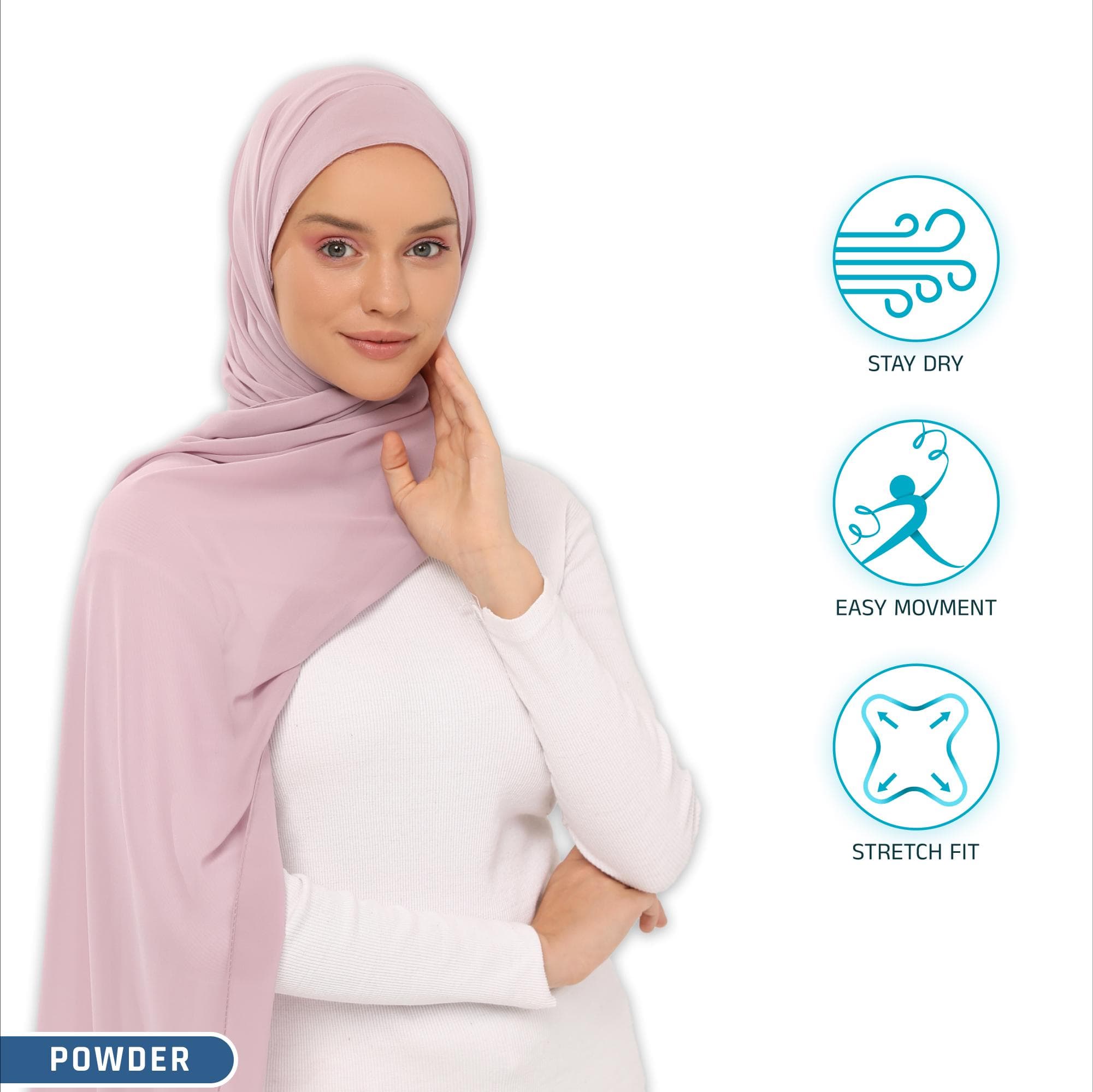 Chiffon‑Viscose Instant Hijab Shawl – 2‑in‑1 Ready‑to‑Wear Modest Wrap - image 4