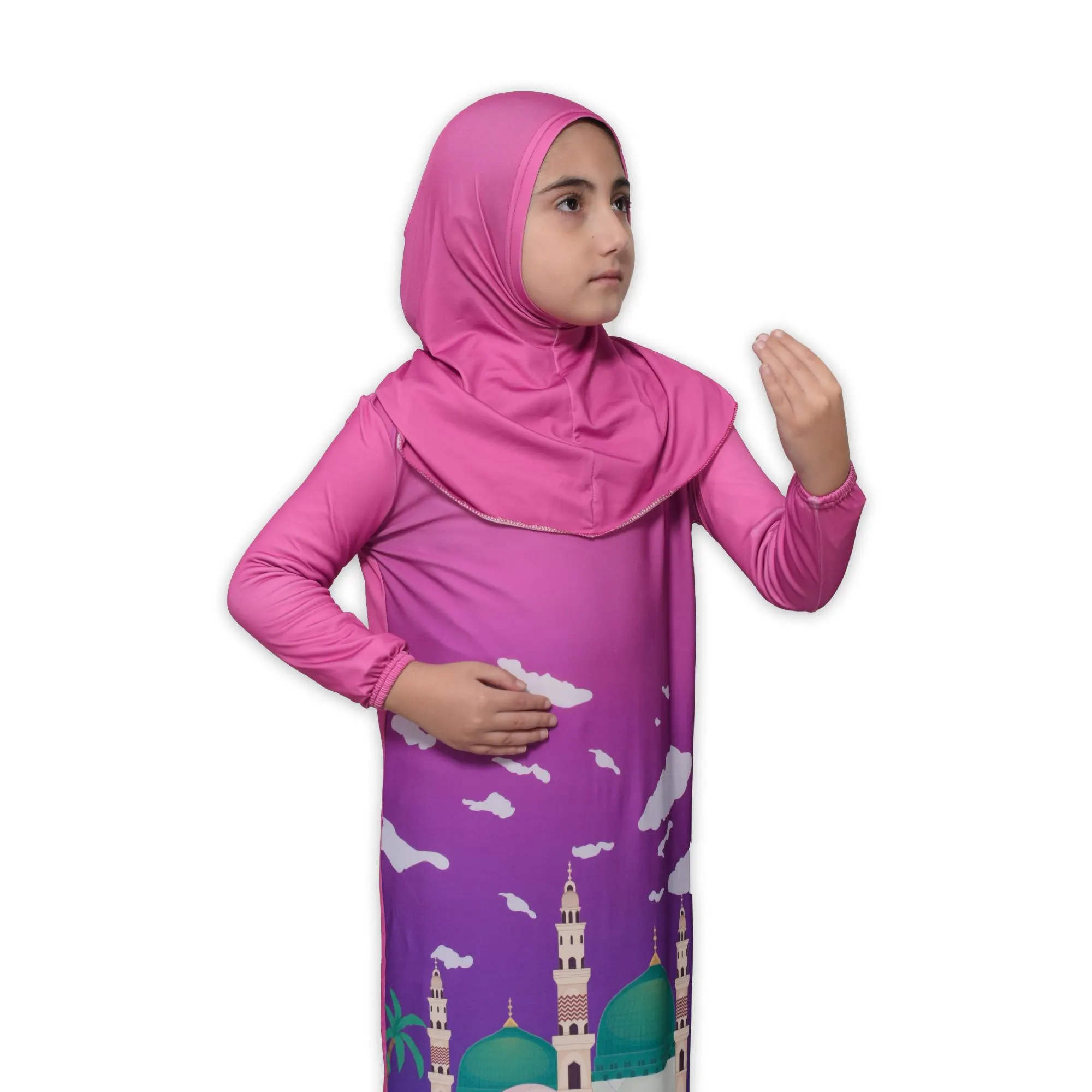 Kids Prayer Dress Set for Girls – 2 Piece Muslim Prayer Outfit, Easy Wear Salah Clothes, Modest Islamic Clothing, Ramadan Gift