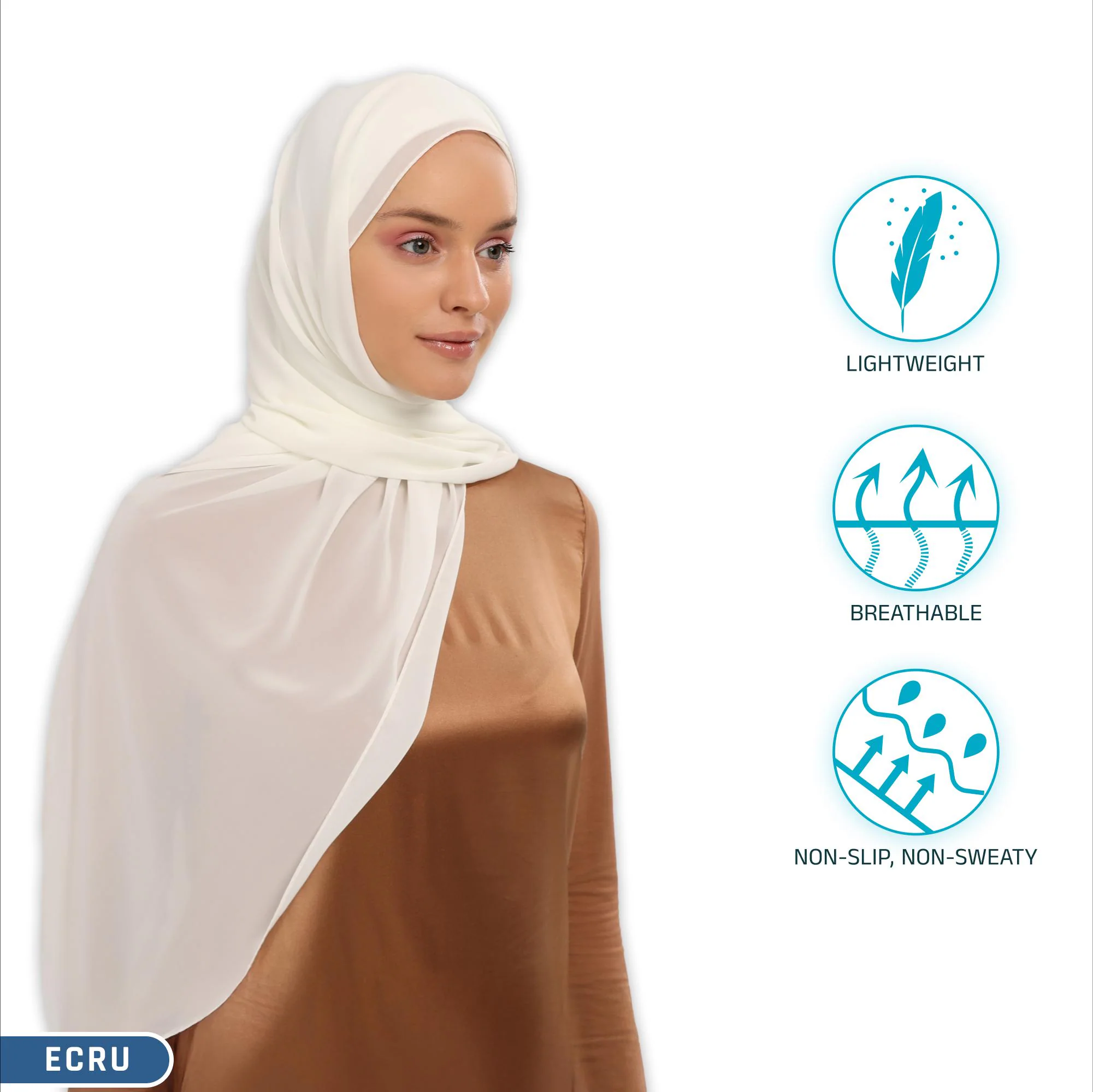 Chiffon‑Viscose Instant Hijab Shawl – 2‑in‑1 Ready‑to‑Wear Modest Wrap - image 5