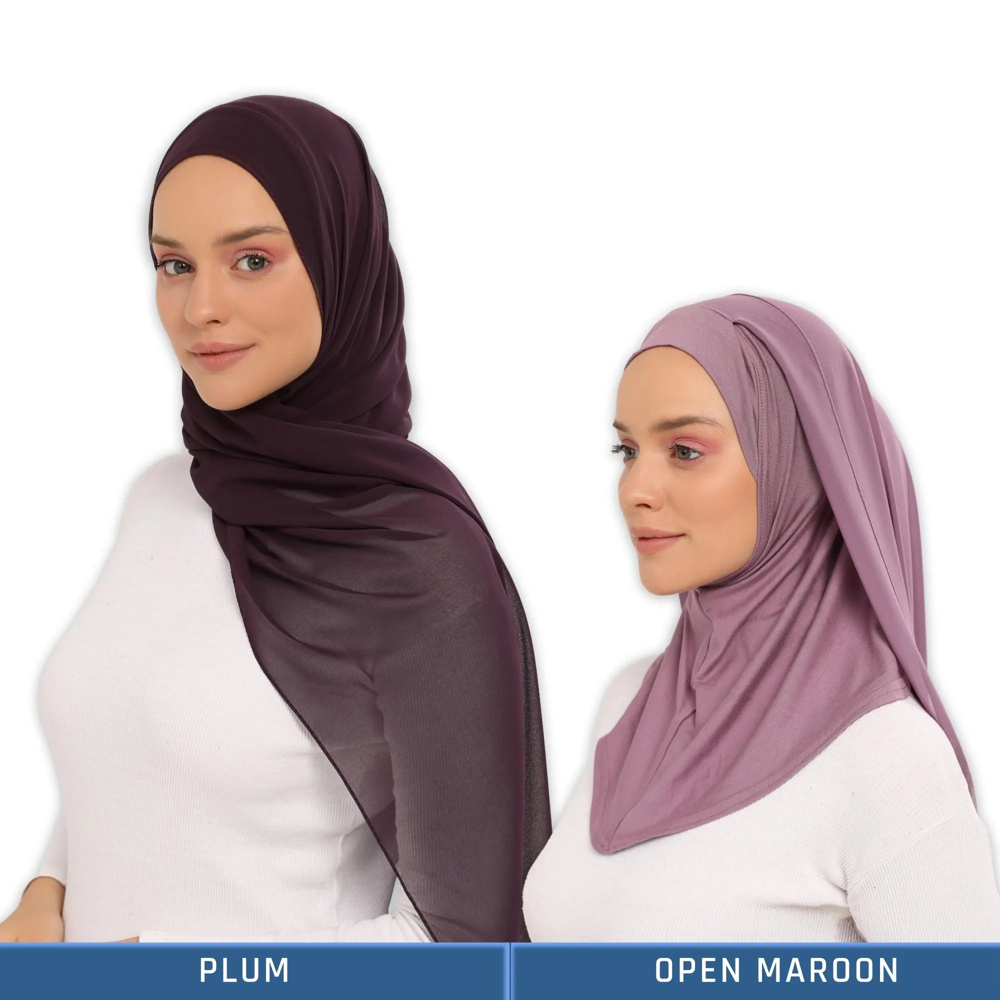 Chiffon‑Viscose Instant Hijab Shawl – 2‑in‑1 Ready‑to‑Wear Modest Wrap - image 3