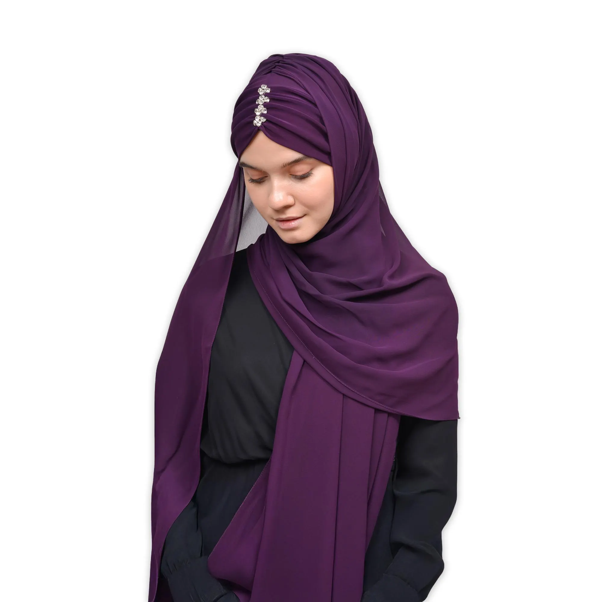 Stone Chiffon Hijab Scarf: Elegant Muslim Women's Shawl - image 3