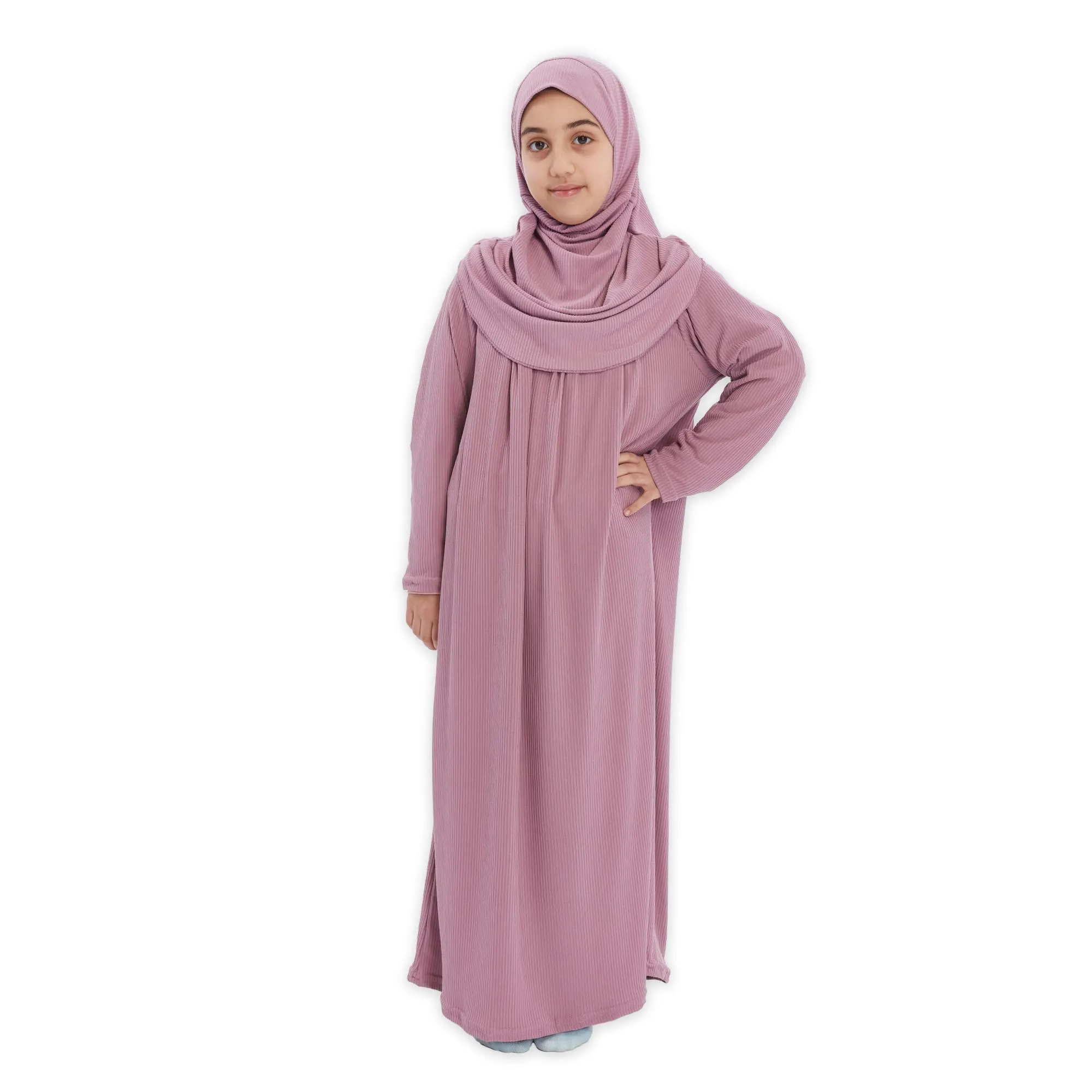 Girls’ Hijab Prayer Dress for (Ages 9-11) | Islamic Salah Outfit with Removable Hijab | Modest Islamic Dress | Prayer Cloth for Kids