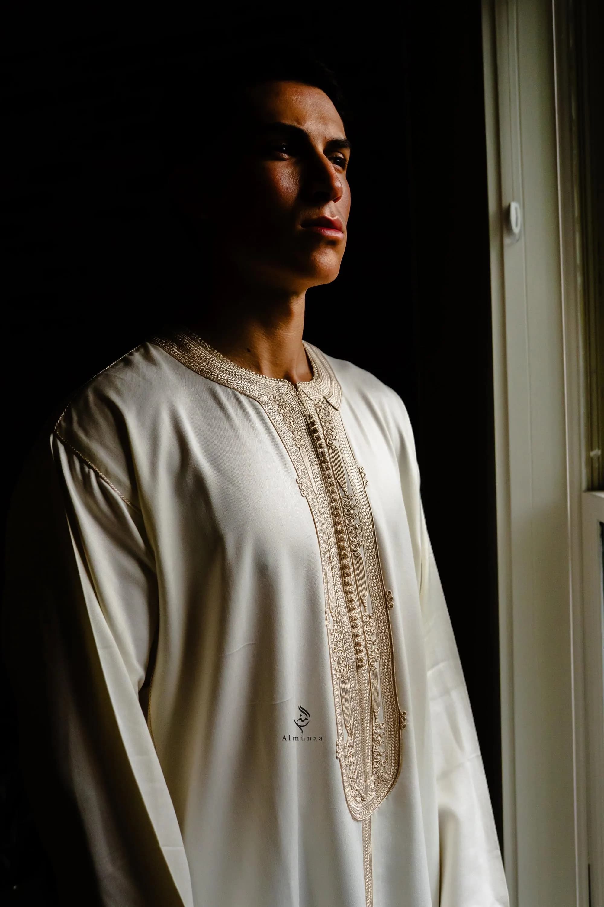Custom Handmade Luxurious Kaftan Mlifa For Men Suited for Special Occasions like Eid Celebration | Weeding - Off white