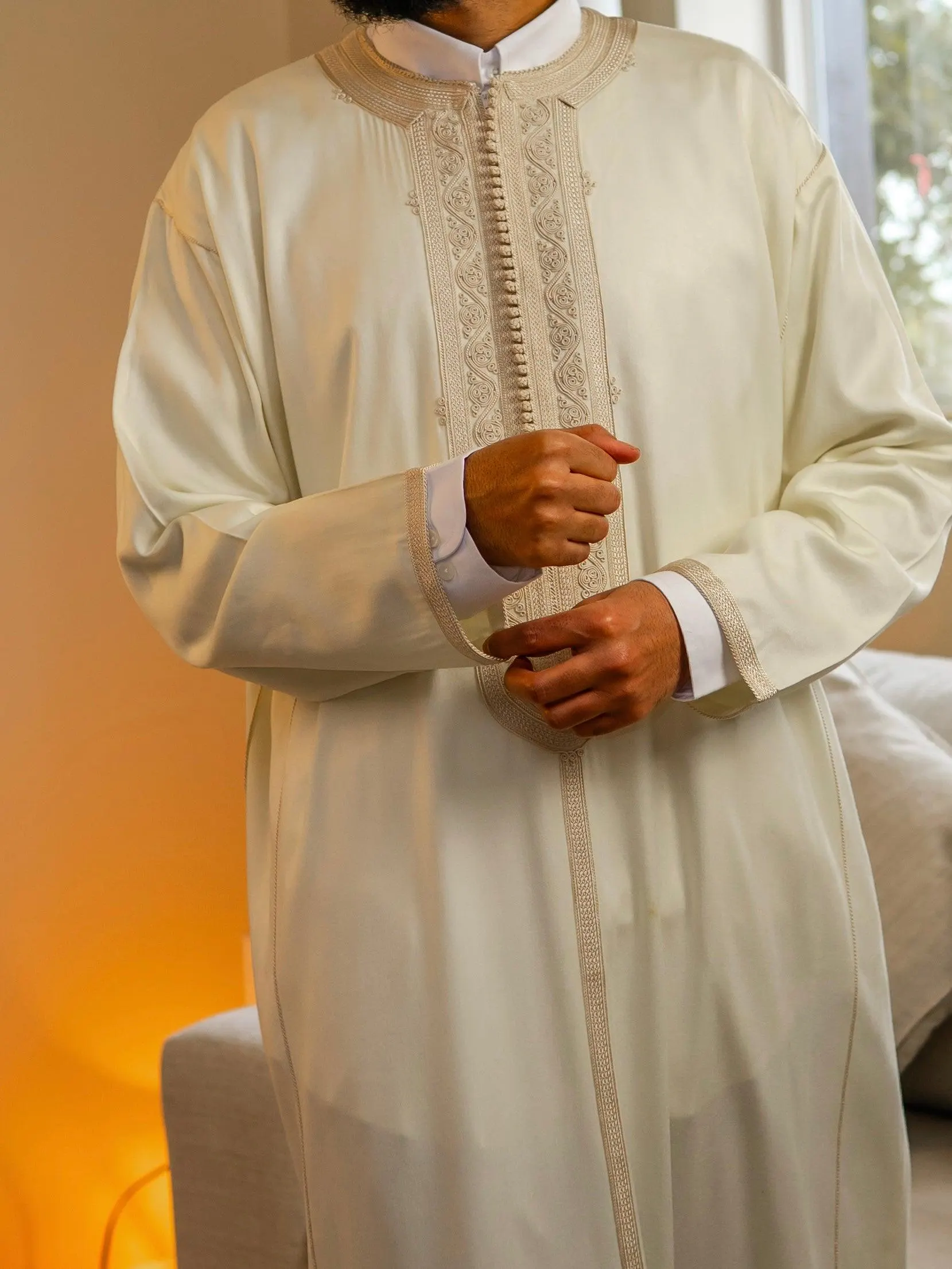 Custom Handmade Luxurious Gandoura For Men Suited for Special Occasions like Eid Celebration | Weeding