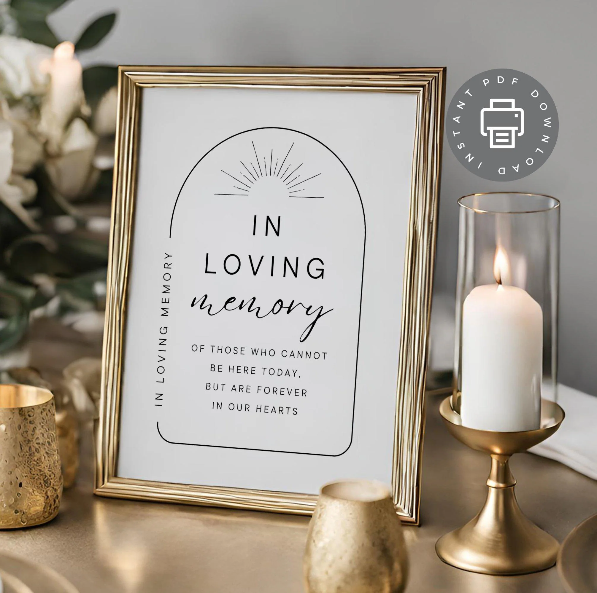 Wedding Memorial Table Sign, Forever In Our Hearts Wedding Remembrance Decor, Minimalist Memory Table Poster PDF, Grandparent Tribute