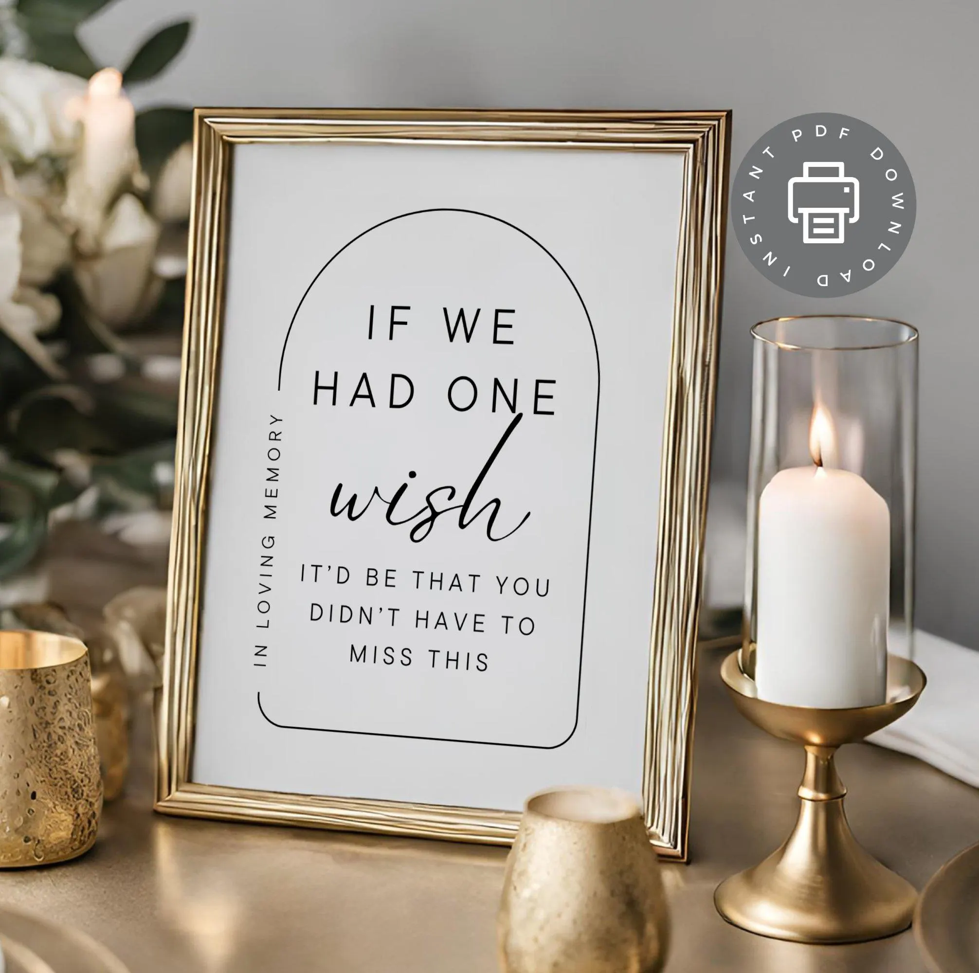 Wedding Memorial Sign, If We Had One Wish PDF, In Loving Memory Poster, Wedding Table Sign, Remembrance Picture, Memorial Table Decor ID189 - image 2
