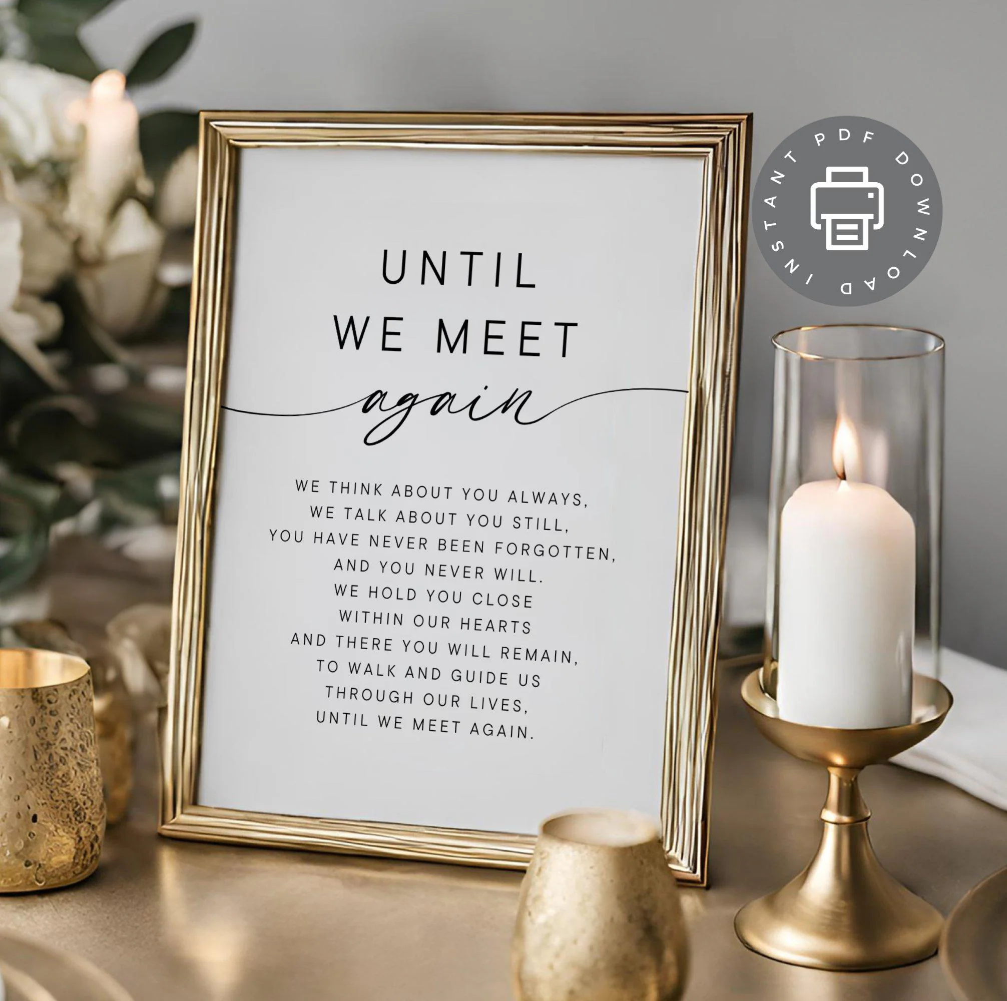 Poem for Funeral, Verse "Until We Meet Again" for Celebration of Life Funeral Favor Sign, Memorial Service Keepsake Funeral Poster PDF ID294 - image 3
