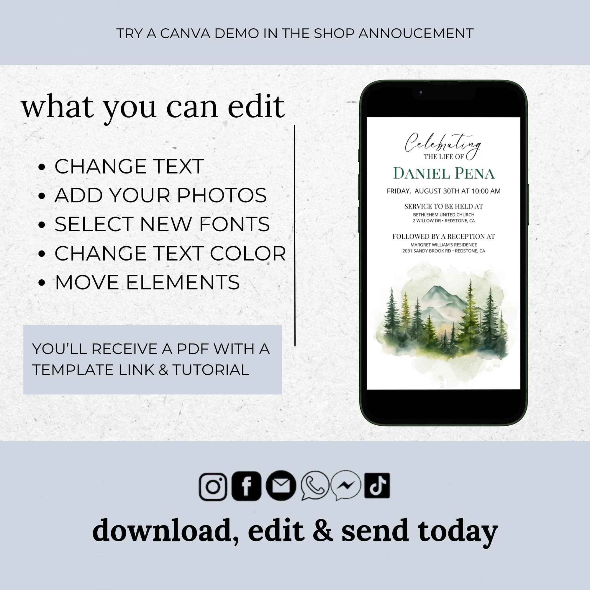 Funeral Program
Celebration of Life
memorial
obituary template canva
digital funeral invitation
digital funeral announcement
electronic funeral announcement
electronic funeral invitation
bereavement card loss of mother
bereavement card loss of father