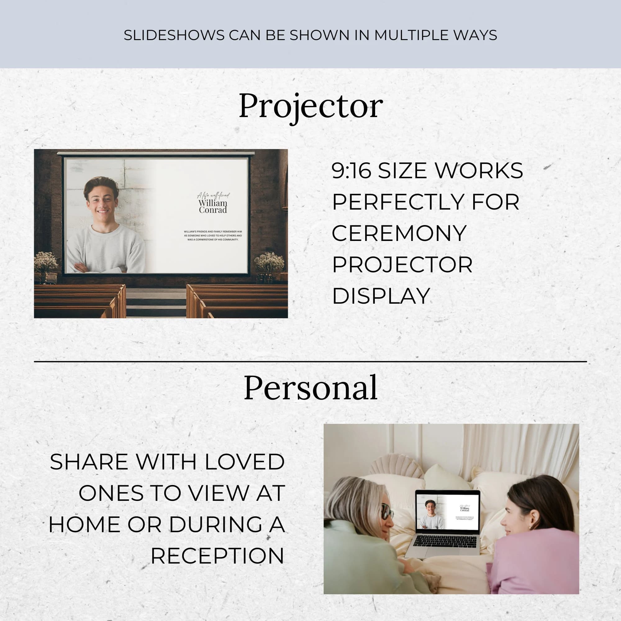 Funeral Slideshow Template, Celebration of Life PowerPoint Slide Deck, Minimalist Memorial Video, Classic Tribute Photo Template Man ID19 - image 4