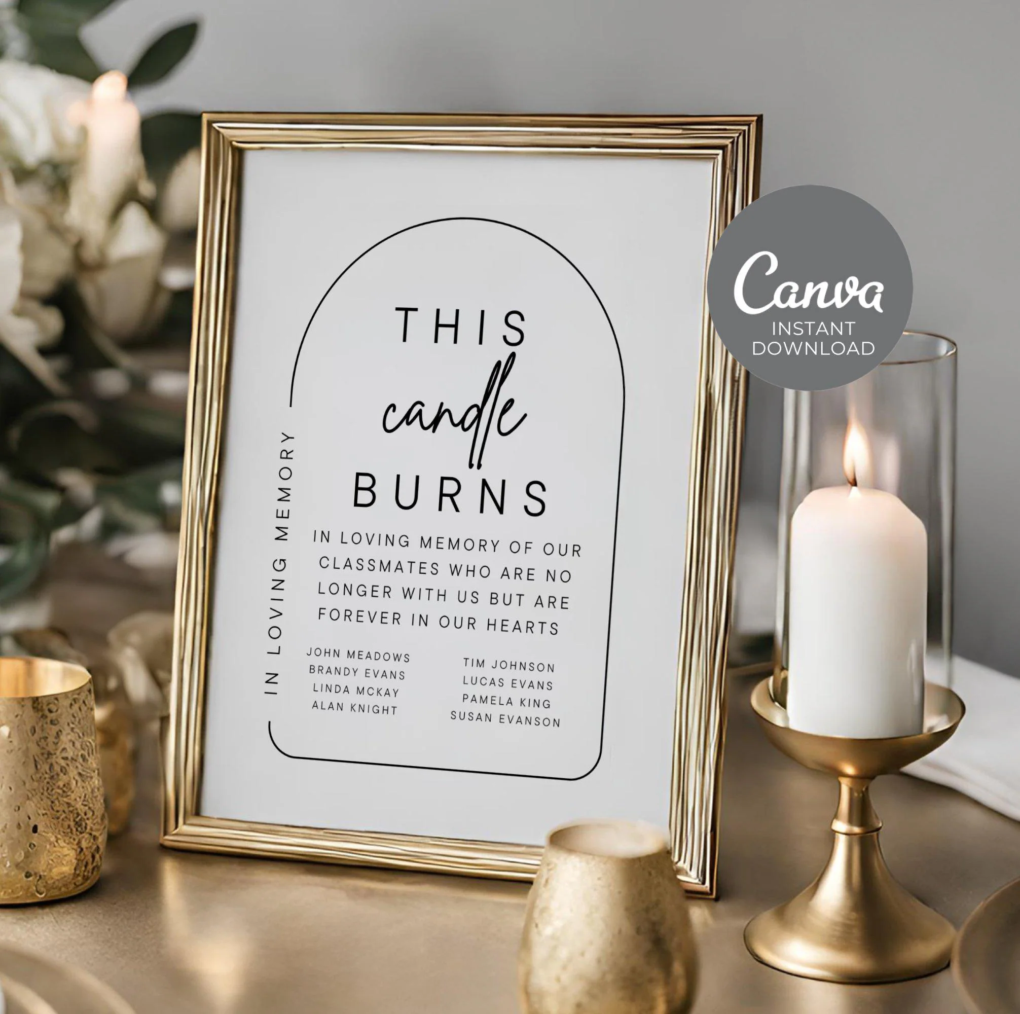 Class Reunion Memorial Sign, Forever in our Hearts Poster, In Loving Memory, High School Classmate Remembrance PDF College Memory Sig