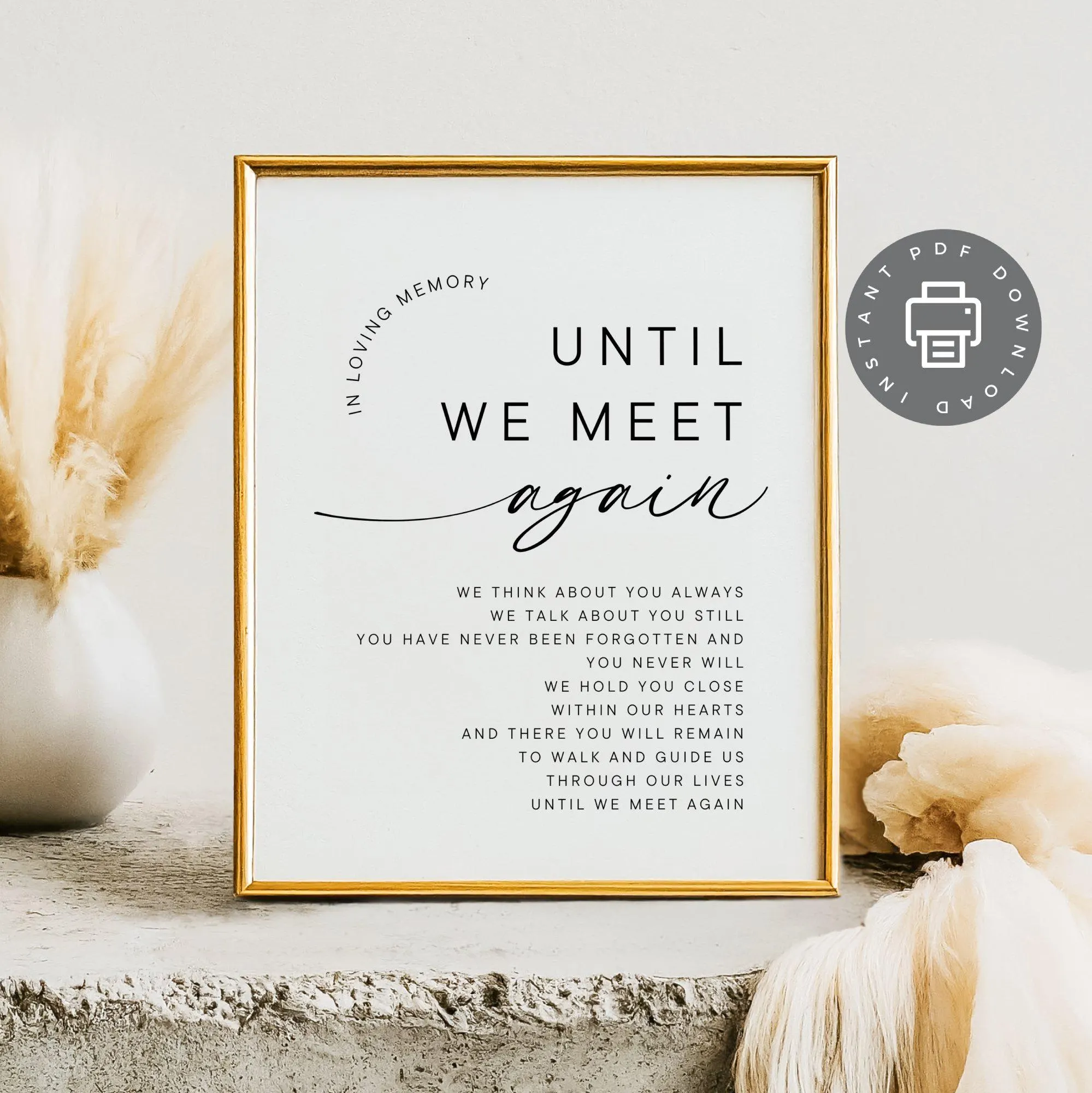 Poem for Funeral, Verse "Until We Meet Again" for Celebration of Life Funeral Favor Sign, Memorial Service Keepsake Funeral Poster PDF ID295 - image 3