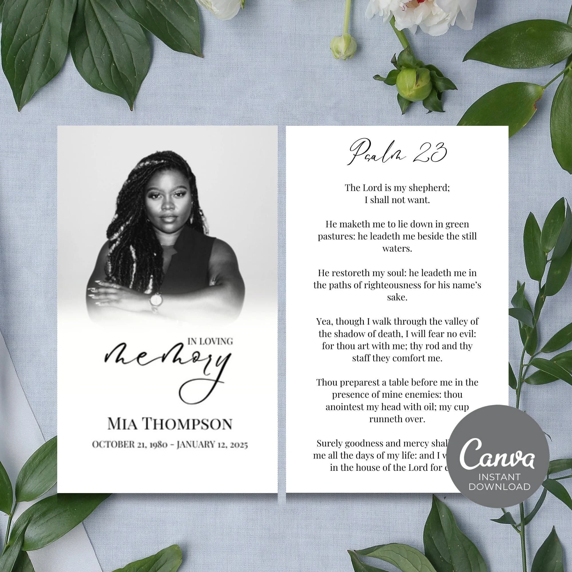 Funeral Prayer Card Template, verse for catholic funeral poem for funeral, Minimalist Memorial Prayer Card, Prayer Poem, Funeral Verse, Printable Funeral Remembrance Card