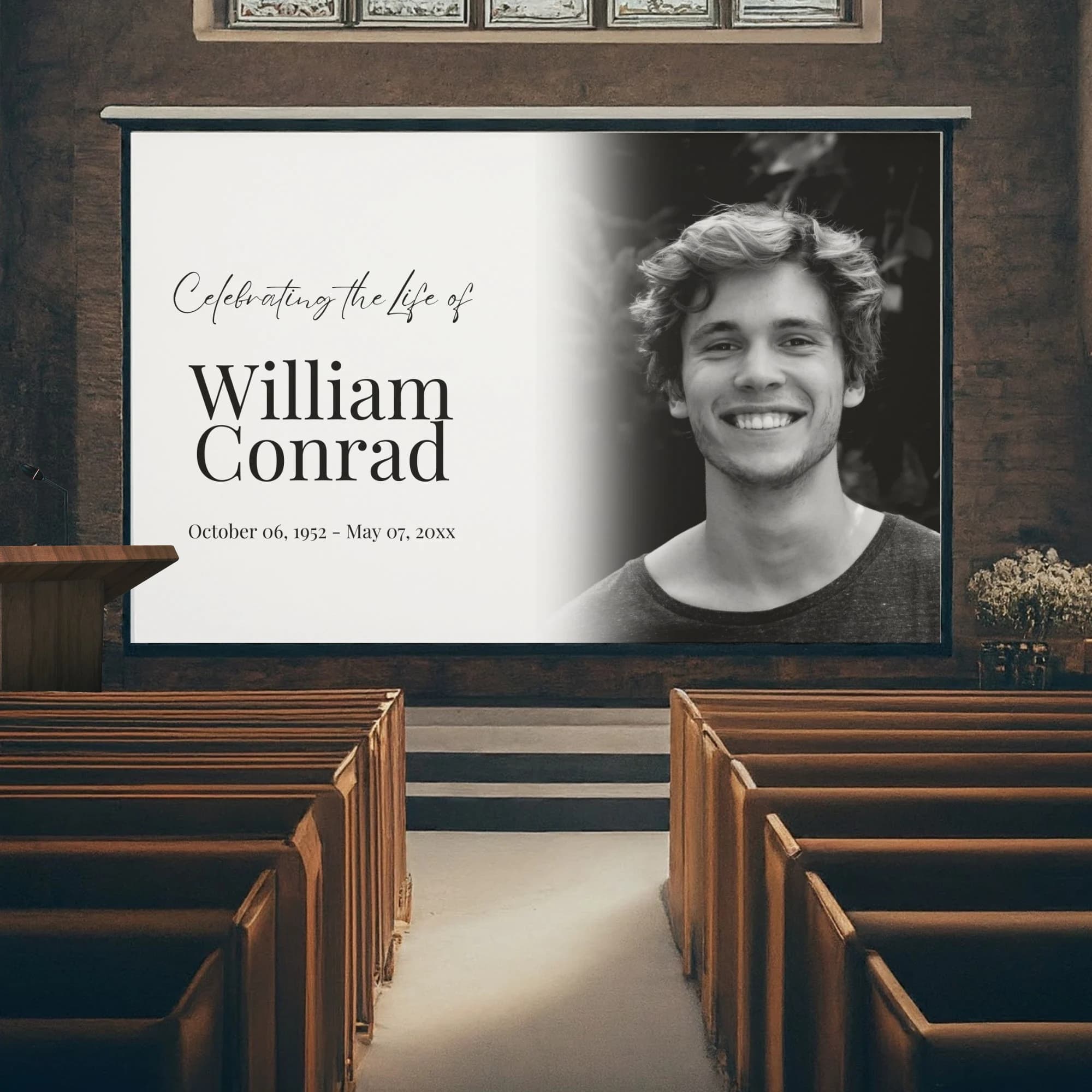 Funeral Slideshow Template, Minimalist Memorial Video, Celebration of Life PowerPoint Slide Deck, Classic Tribute Photo Template Man, extended long video for funeral