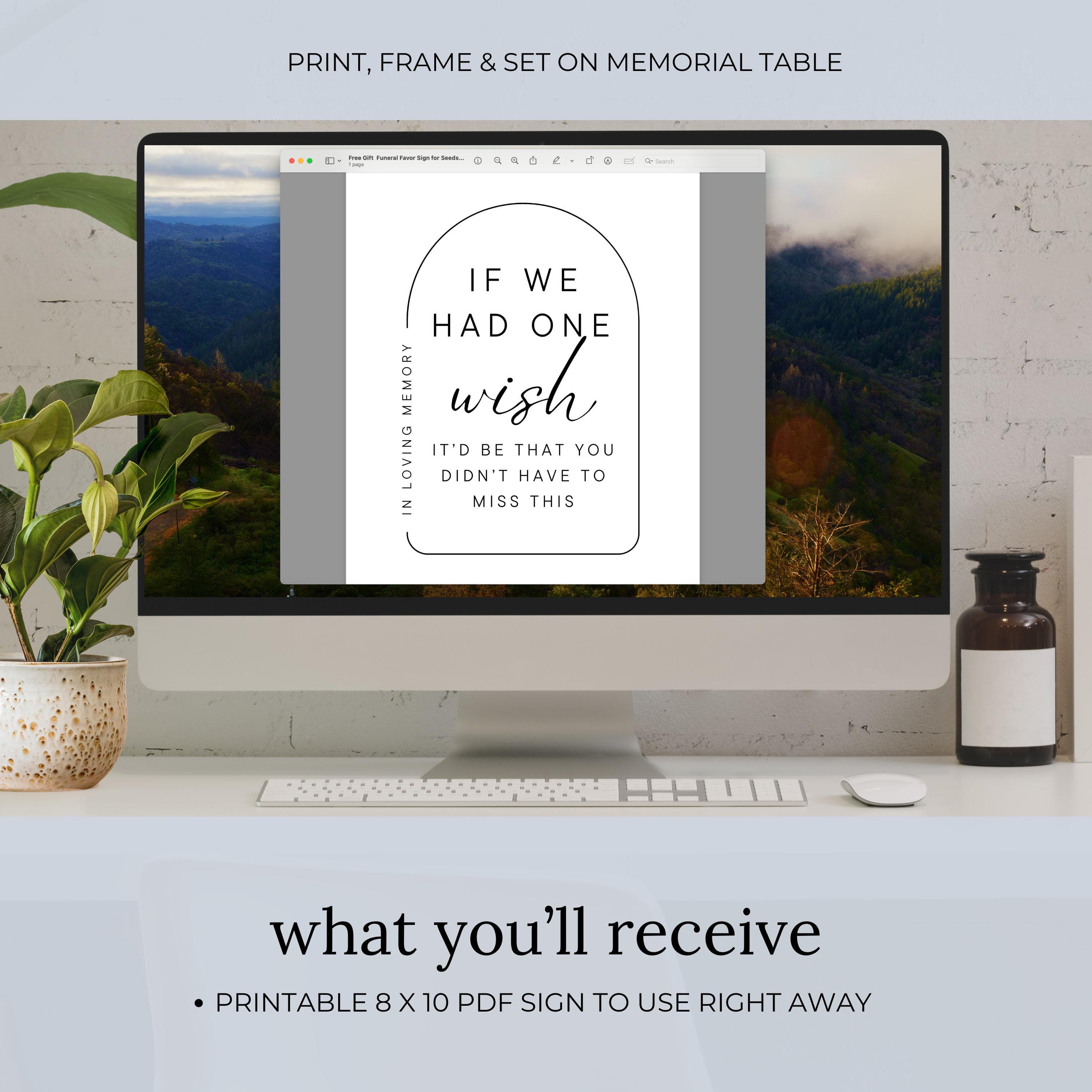 Wedding Memorial Sign, If We Had One Wish PDF, In Loving Memory Poster, Wedding Table Sign, Remembrance Picture, Memorial Table Decor ID189 - image 4