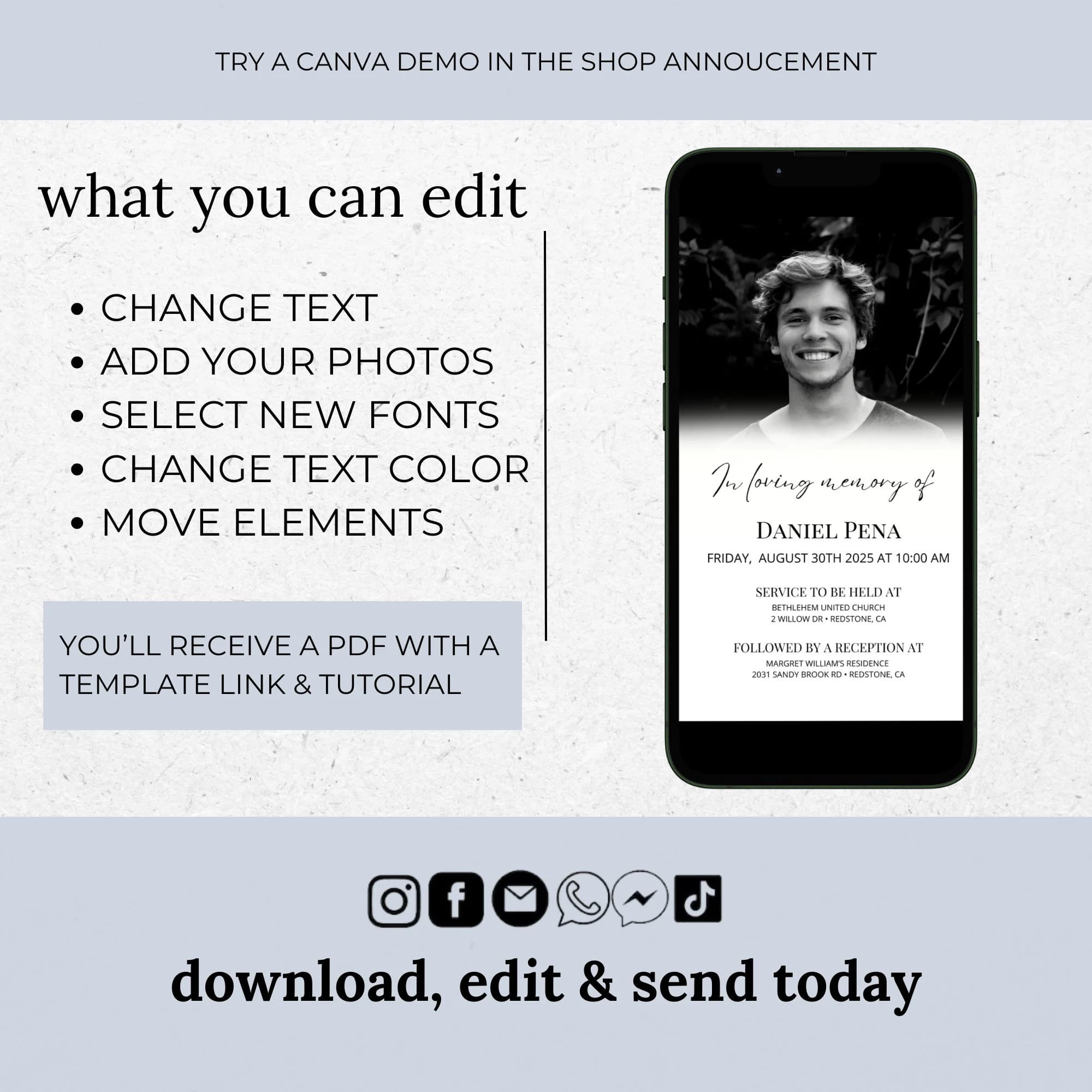 Funeral Invitation Program, Catholic Butterfly Digital Celebration Of Life Invite, Editable Electronic Memorial Phone Evite Template, Funeral