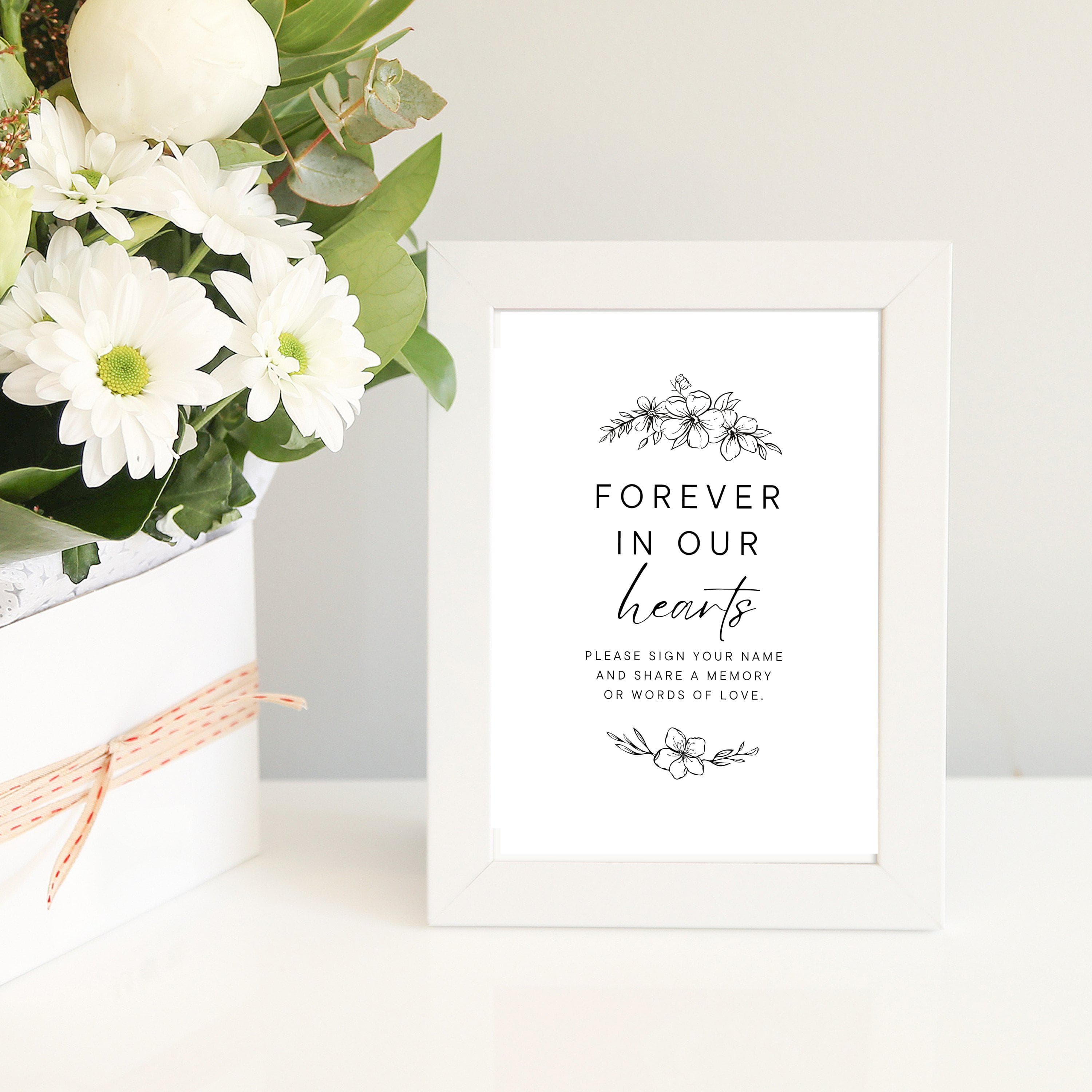 Wedding Memorial Table Sign, Forever In Our Hearts Grandparent Tribute, Memorial Sign Printable, Share A Memory PDF, Funeral Poster ID173 - image 5