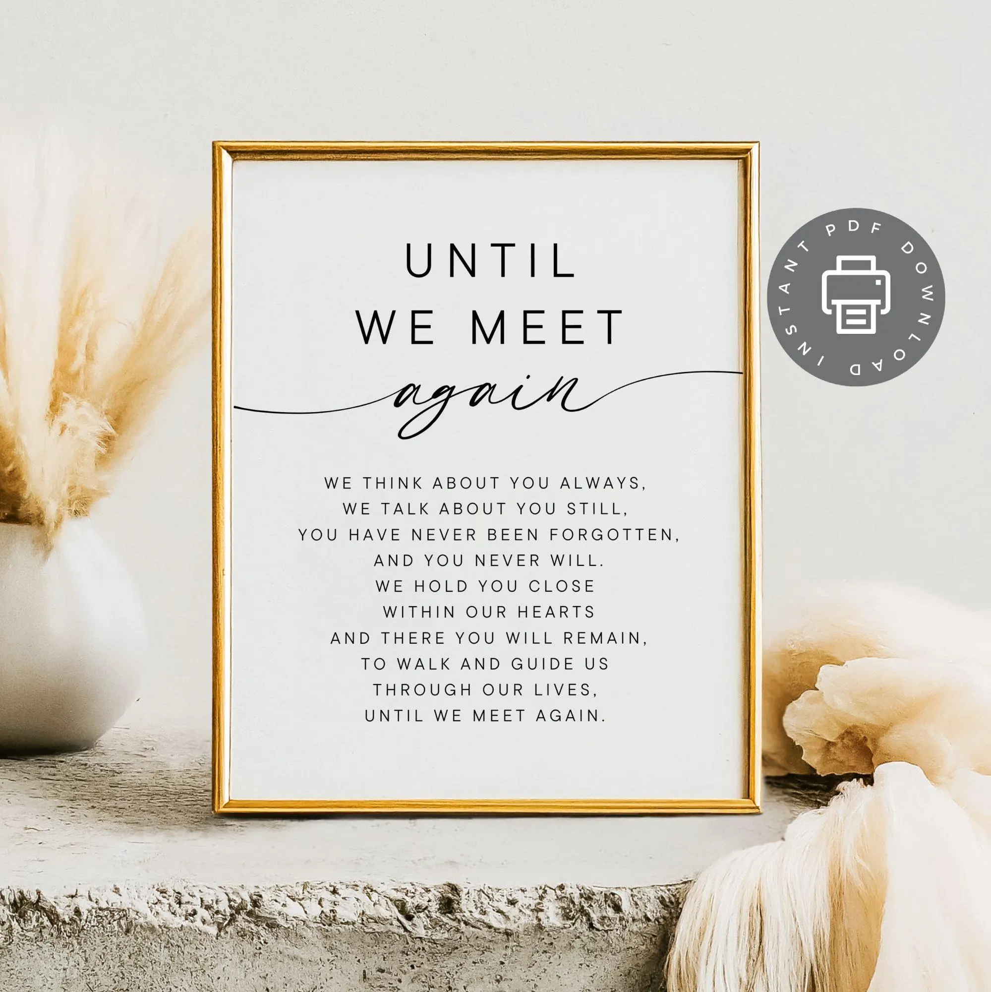 Poem for Funeral, Verse "Until We Meet Again" for Celebration of Life Funeral Favor Sign, Memorial Service Keepsake Funeral Poster PDF ID294 - image 4