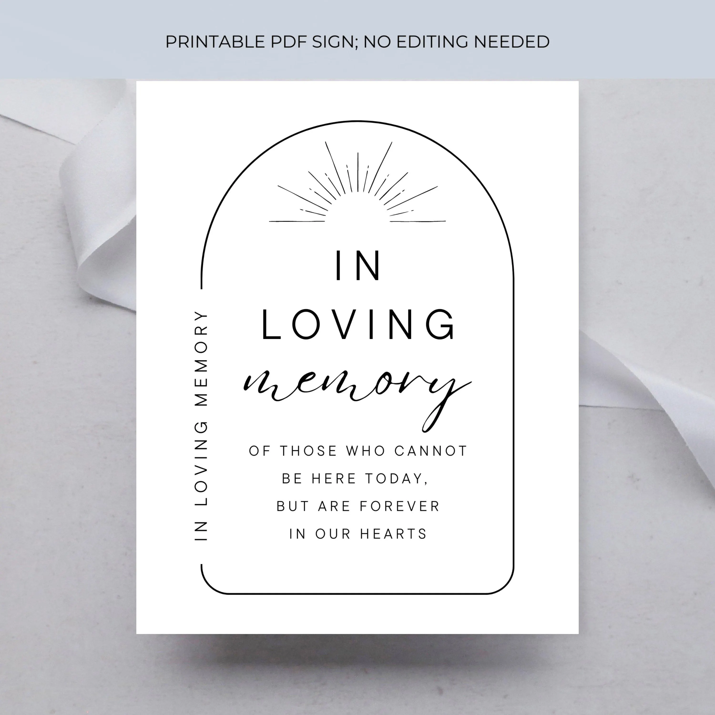 Wedding Memorial Table Sign, In Our Hearts Wedding Remembrance Decor Minimalist In Loving Memory Table Poster PDF, Grandparent Tribute ID169 - image 4
