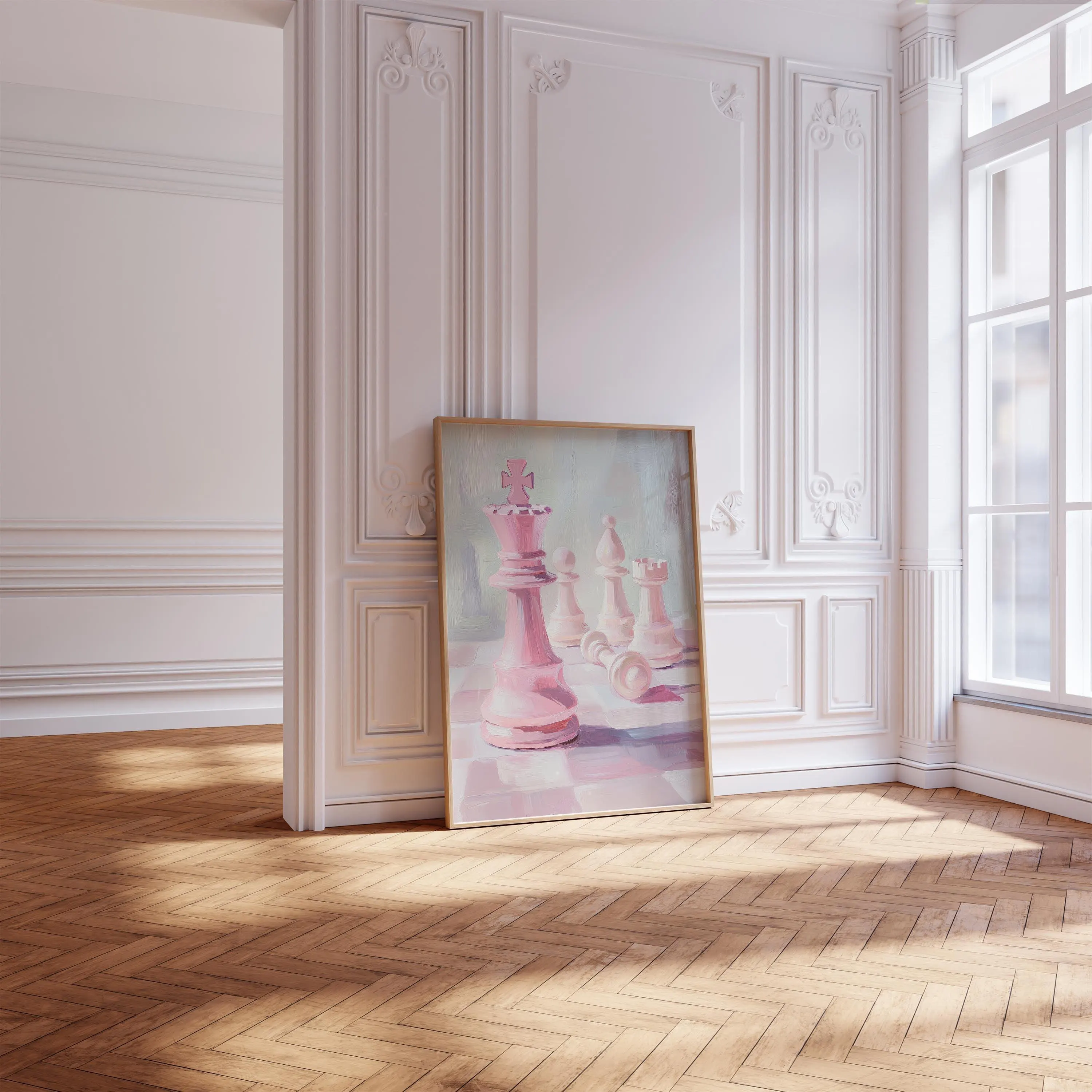 Watercolor Pink Chess Print