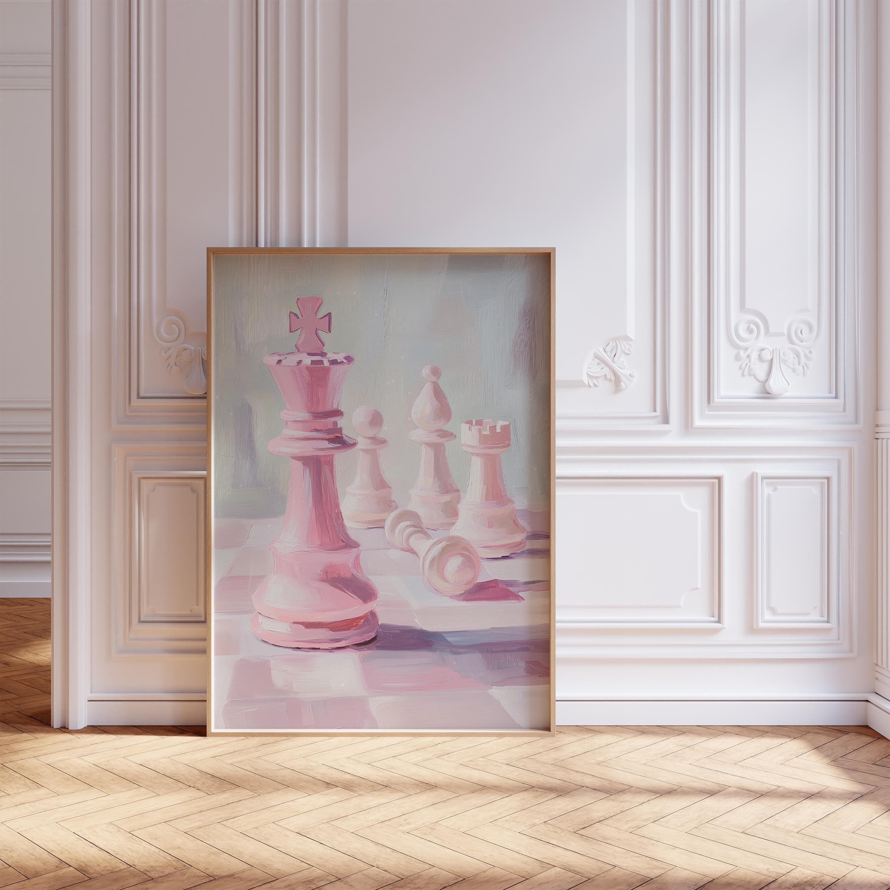 Watercolor Pink Chess Print