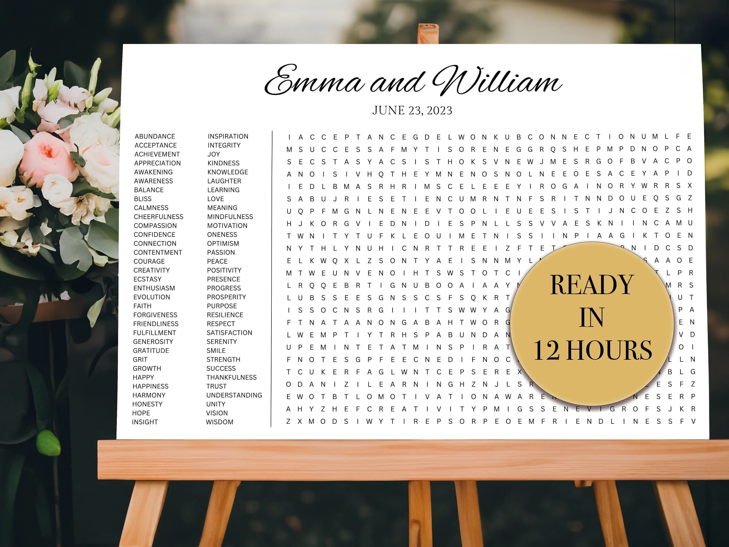 Custom Wedding Word Search Puzzle: Family Gathering Game (Digital Download)