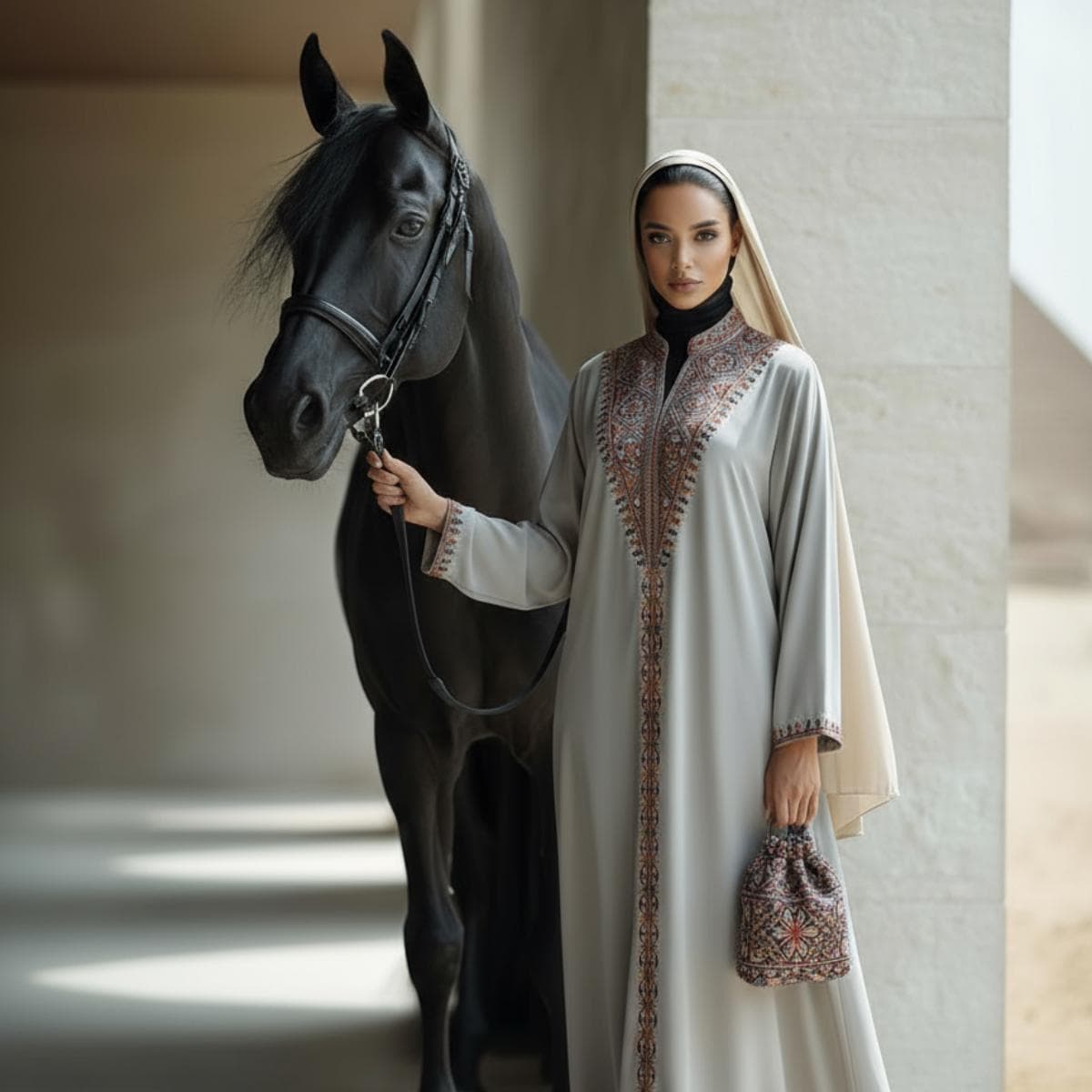 Moroccan Style Abaya with Intricate Colorful Embroider - image 3