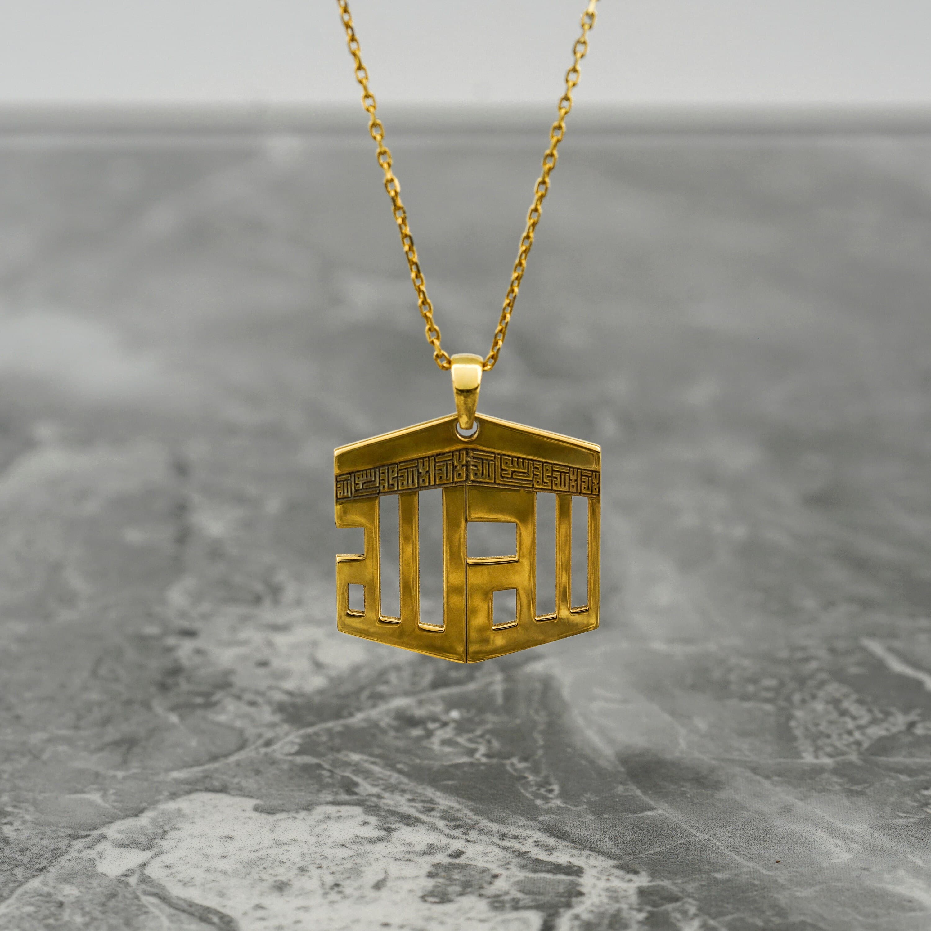 Islamic Necklace Kaaba 18K Gold Plated Silver Pendant Jewelry Gift for Her - image 3