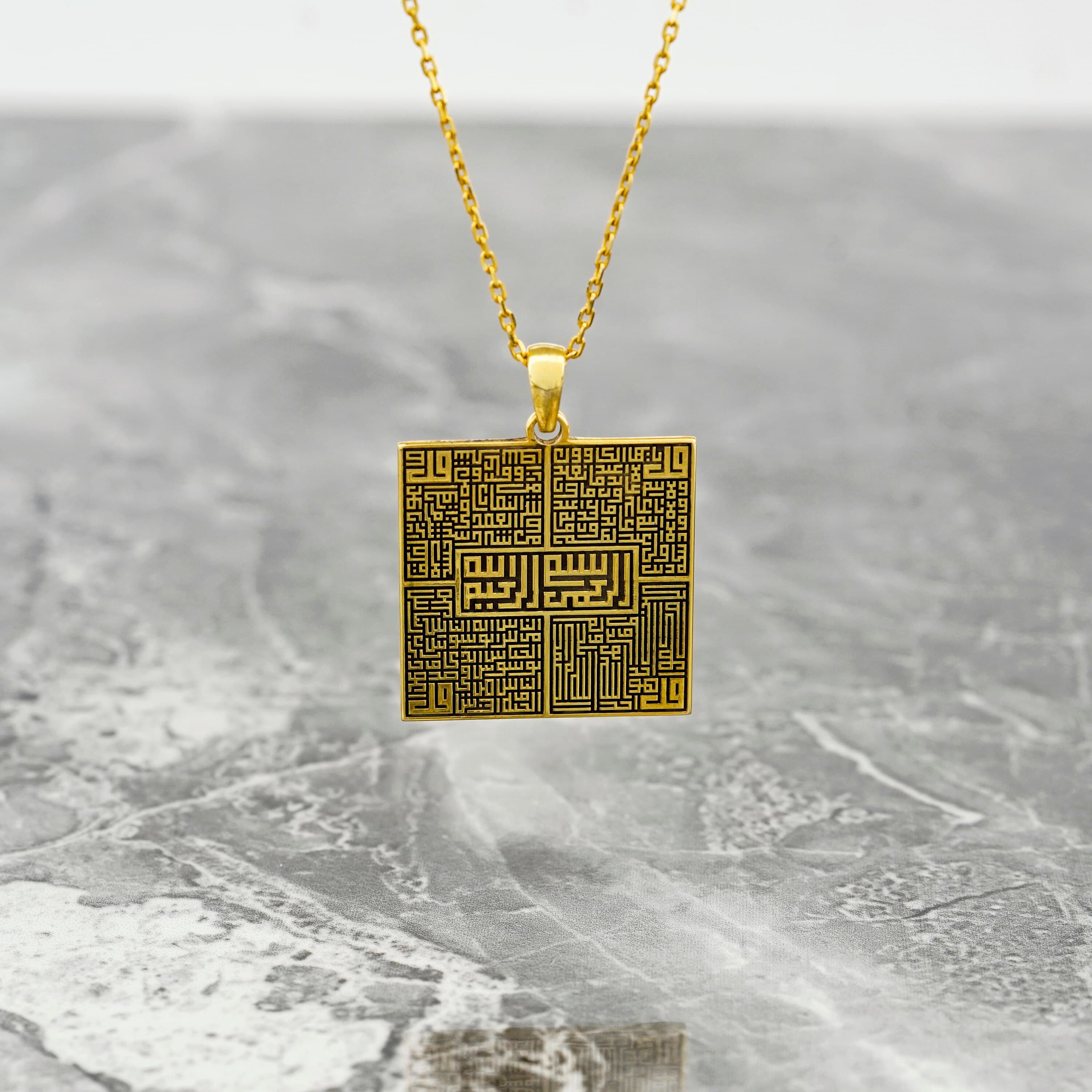 Islamic Necklace 4 Quls 18K Gold Plated Silver Pendant Jewelry Gift for Her - image 2