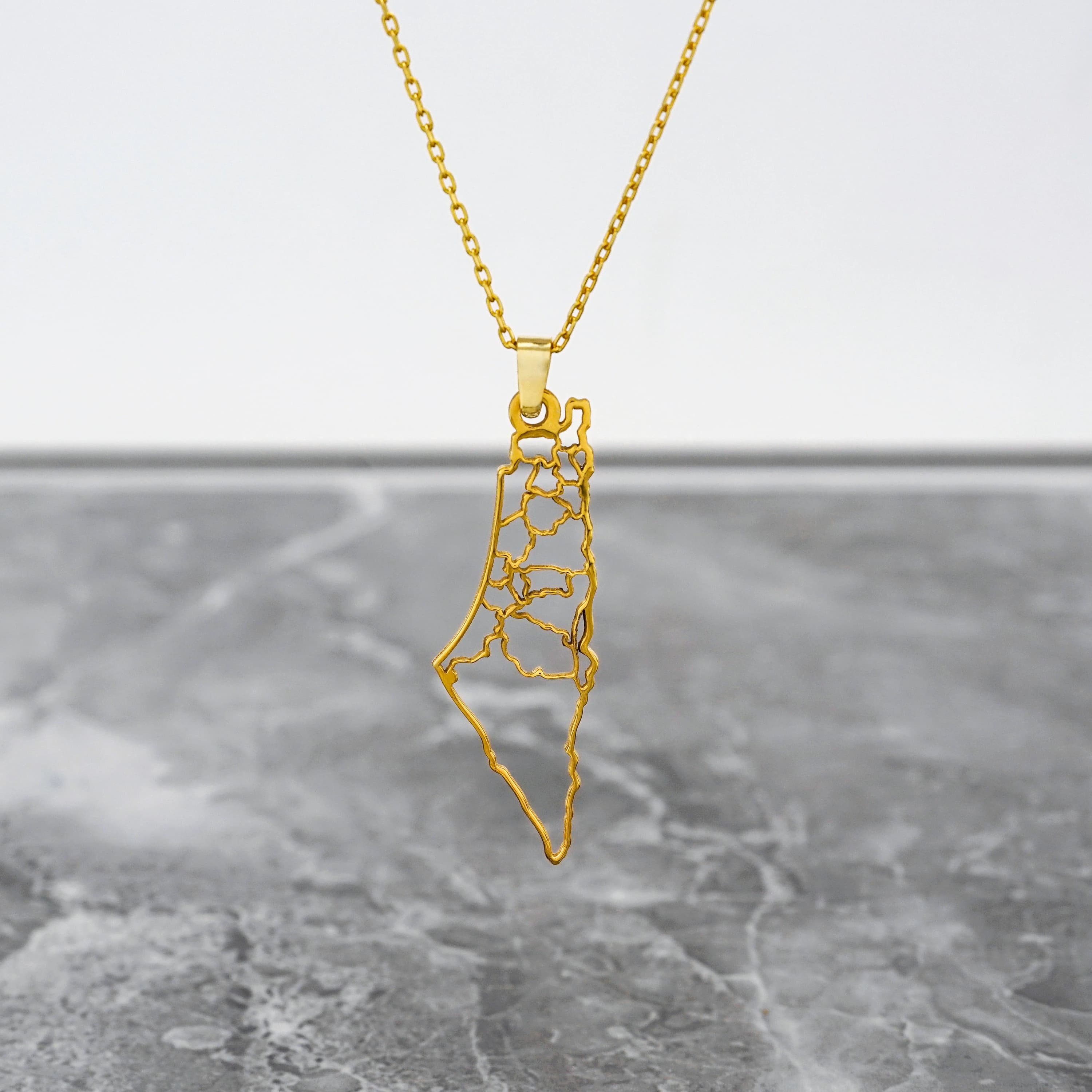 Palestine Necklace Silver Palestinian Map Pendant Free Gaza Islamic Jewelry Gift for Women Eid Mubarak