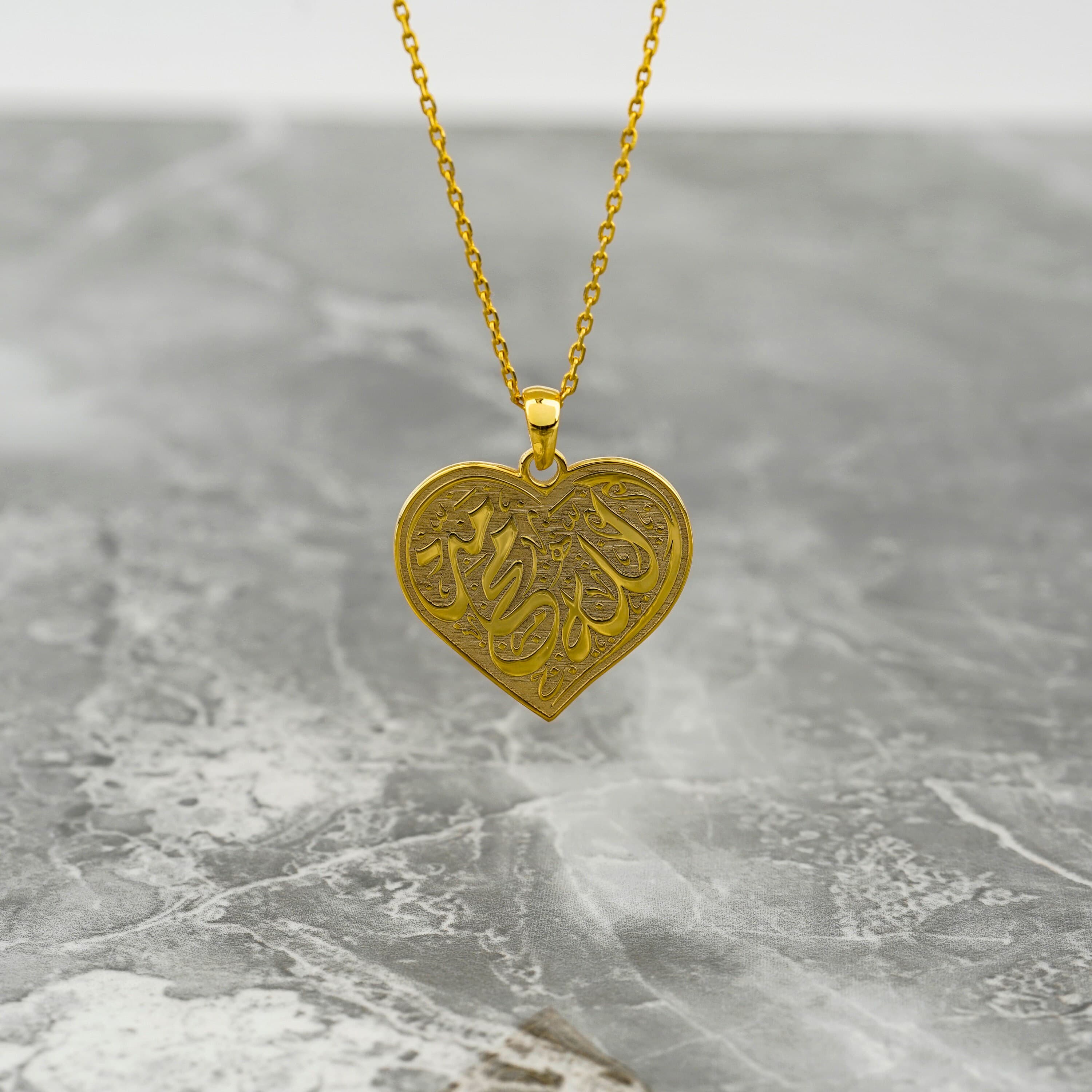Islamic Necklace Allah and Muhammad 18K Gold Plated Silver Pendant Jewelry Gift for Her - image 3