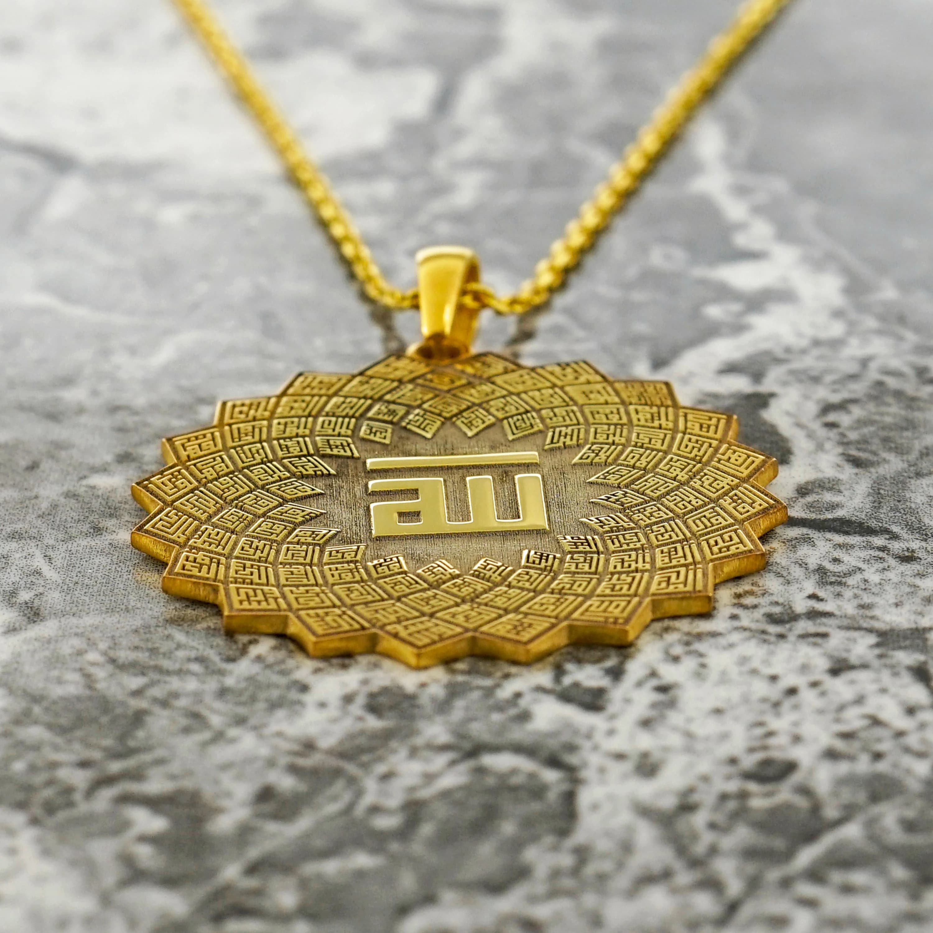 Islamic Necklace 99 Names of Allah 18K Gold Plated Silver Pendant Jewelry Gift for Her - image 3