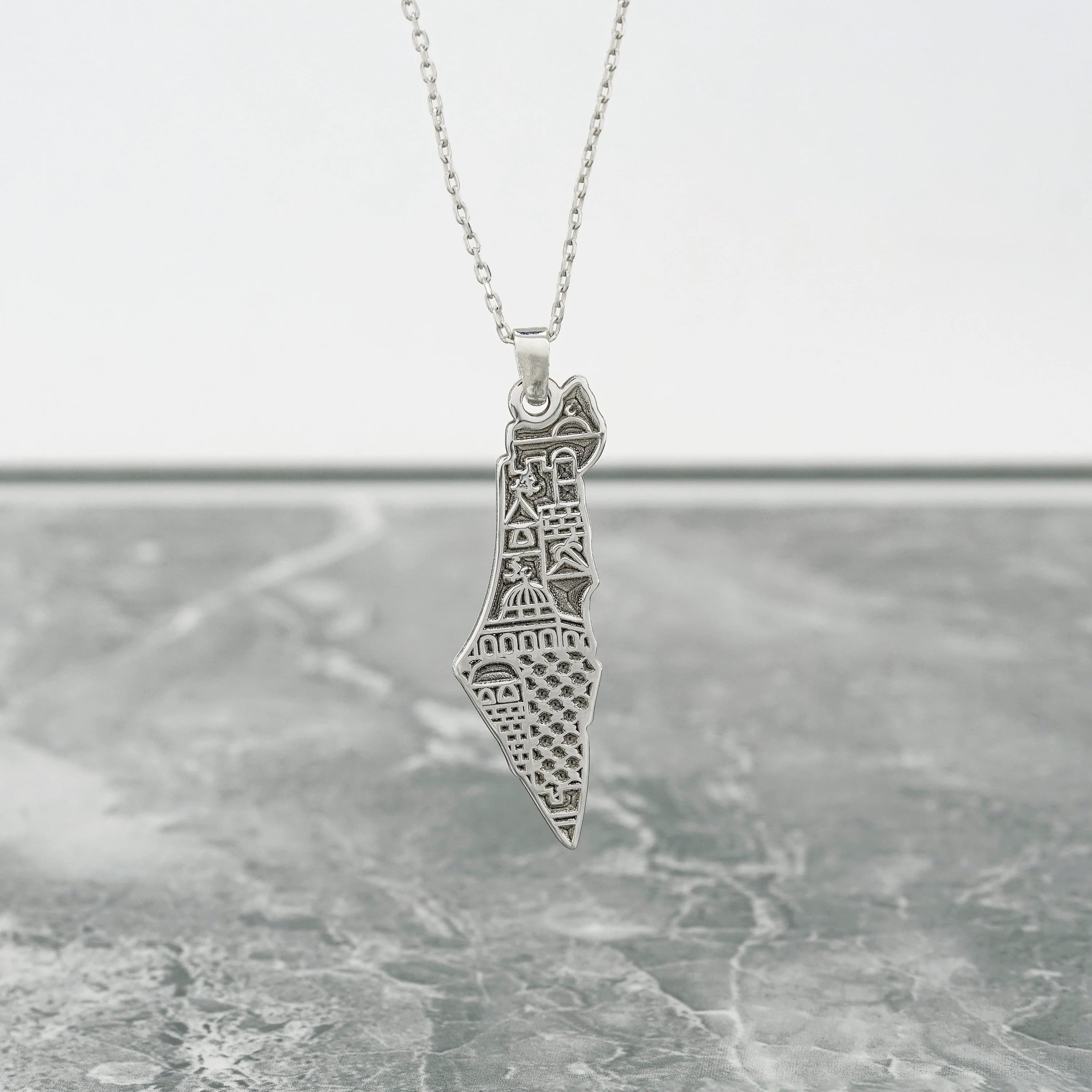 Palestine Map Necklace Silver Islamic Jewelry Free Palestine Pendant Muslim Gift for Women Eid Mubarak - image 3