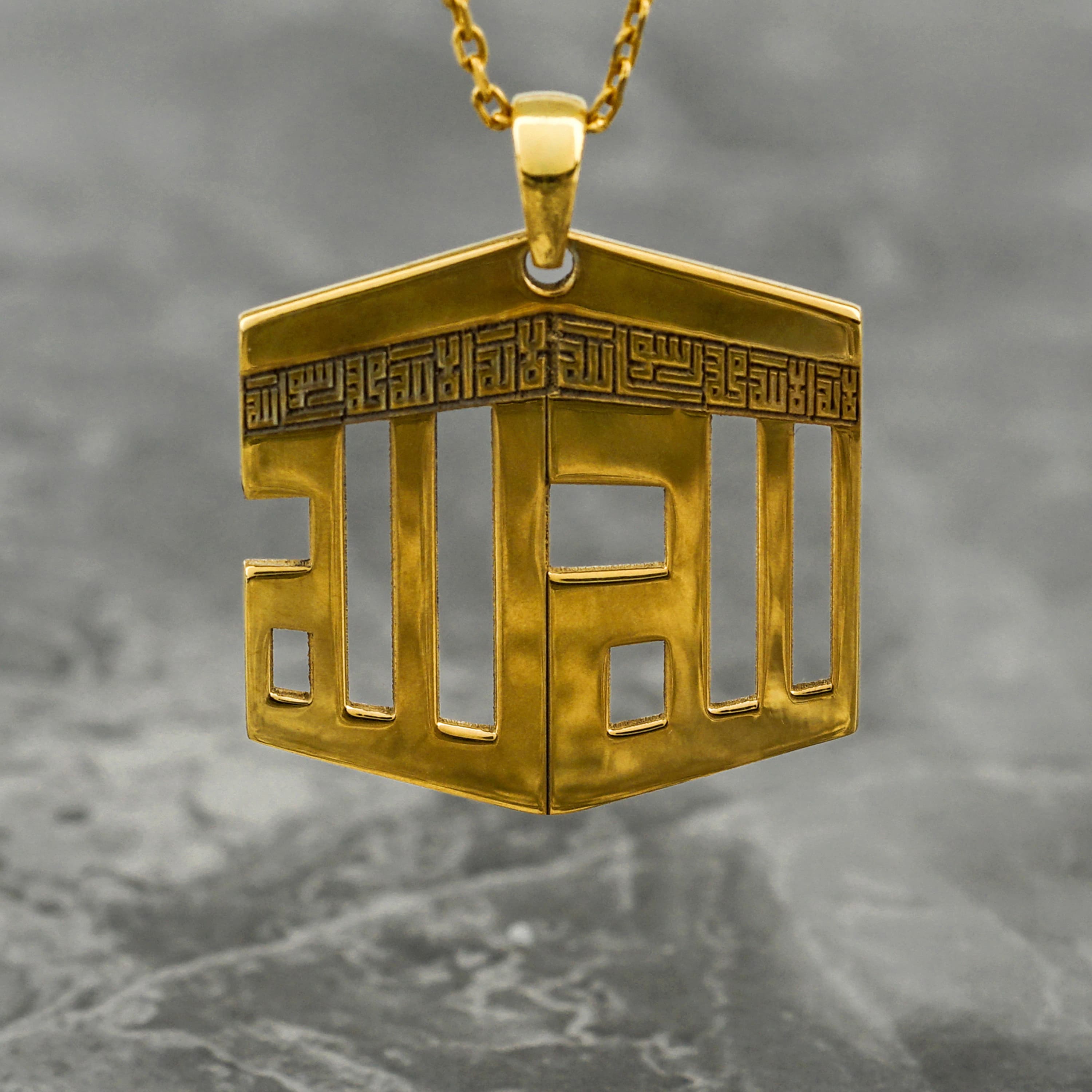 Islamic Necklace Kaaba 18K Gold Plated Silver Pendant Jewelry Gift for Her - image 2