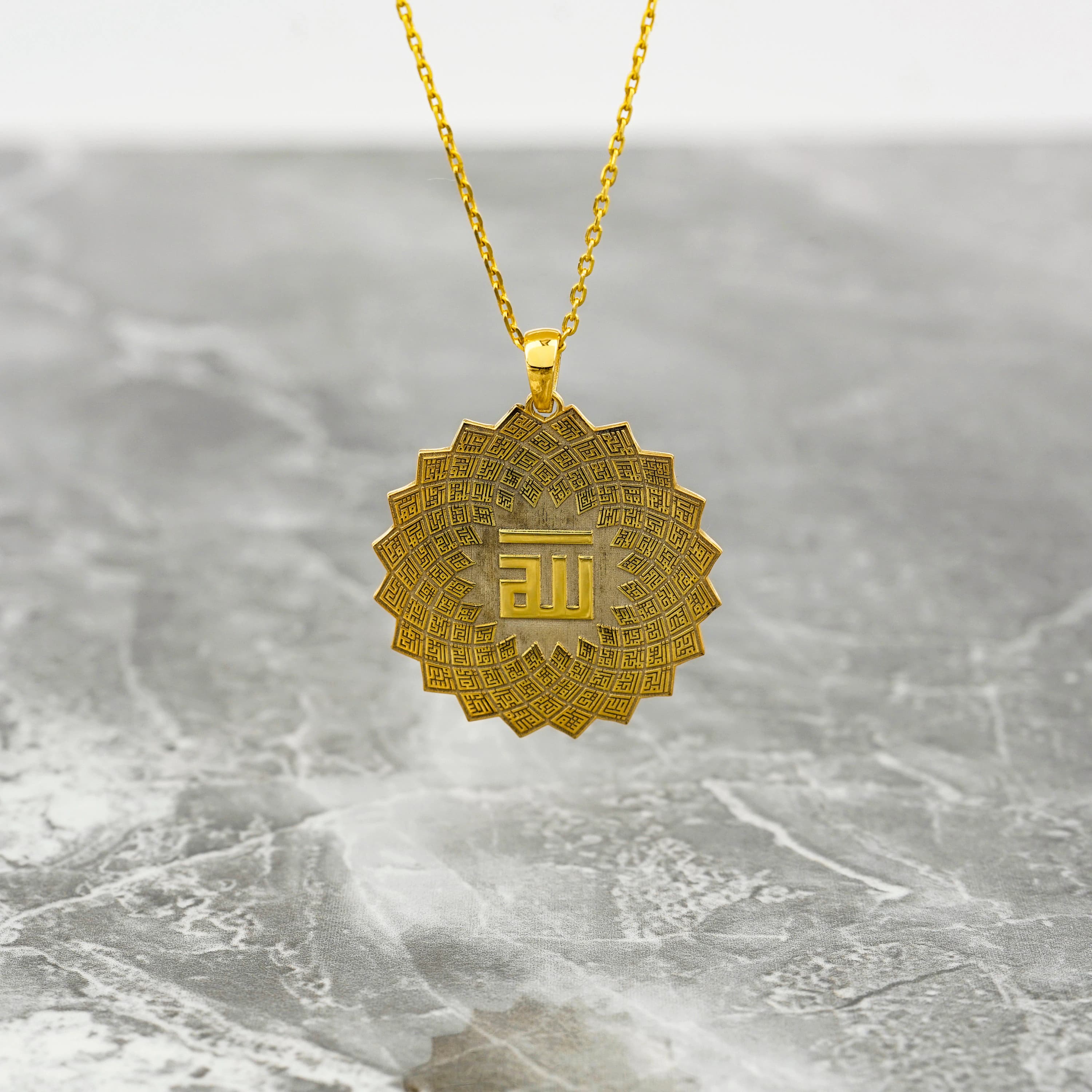 Islamic Necklace 99 Names of Allah 18K Gold Plated Silver Pendant Jewelry Gift for Her - image 2