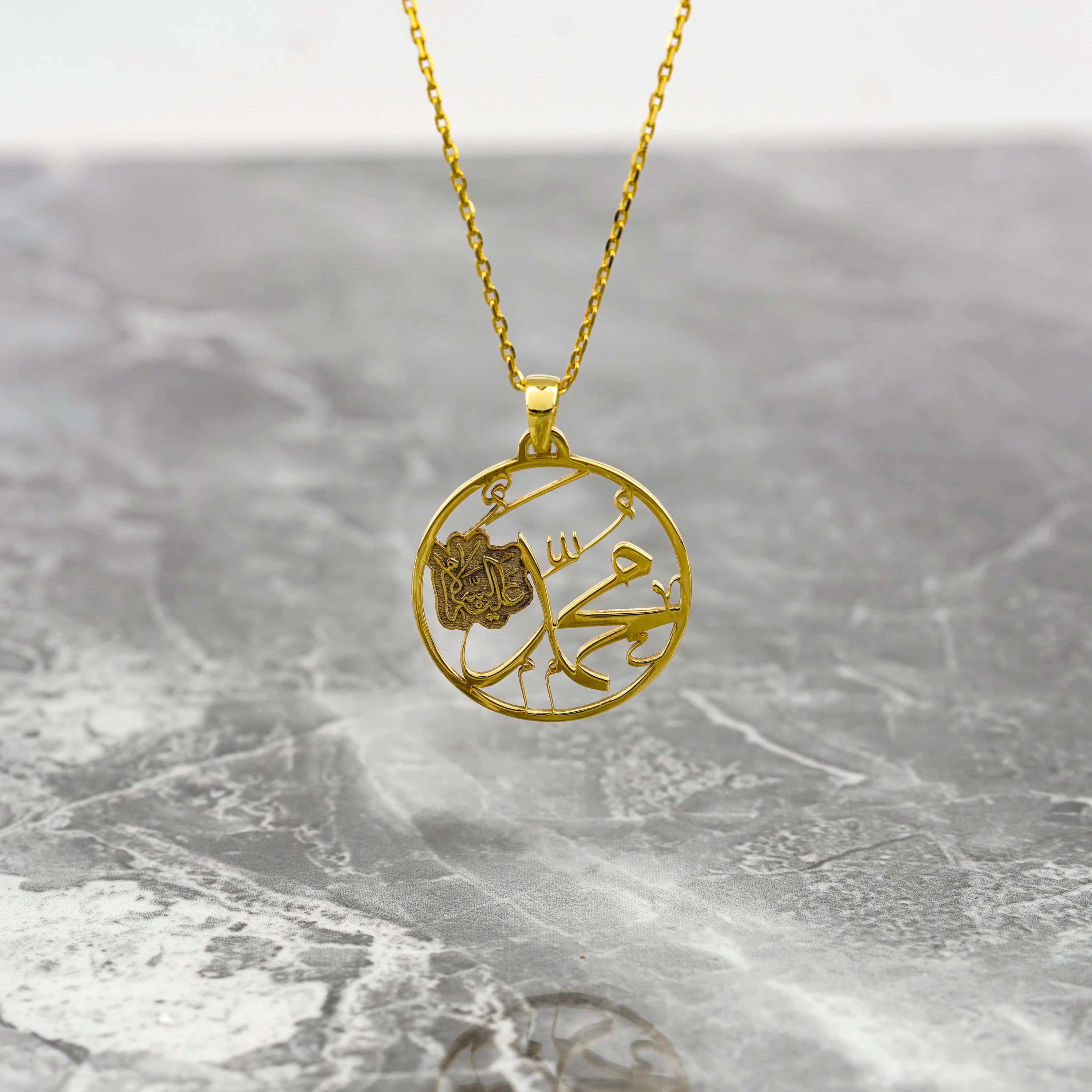 Islamic Necklace Muhammad 18K Gold Plated Silver Pendant Jewelry Gift for Her - image 2