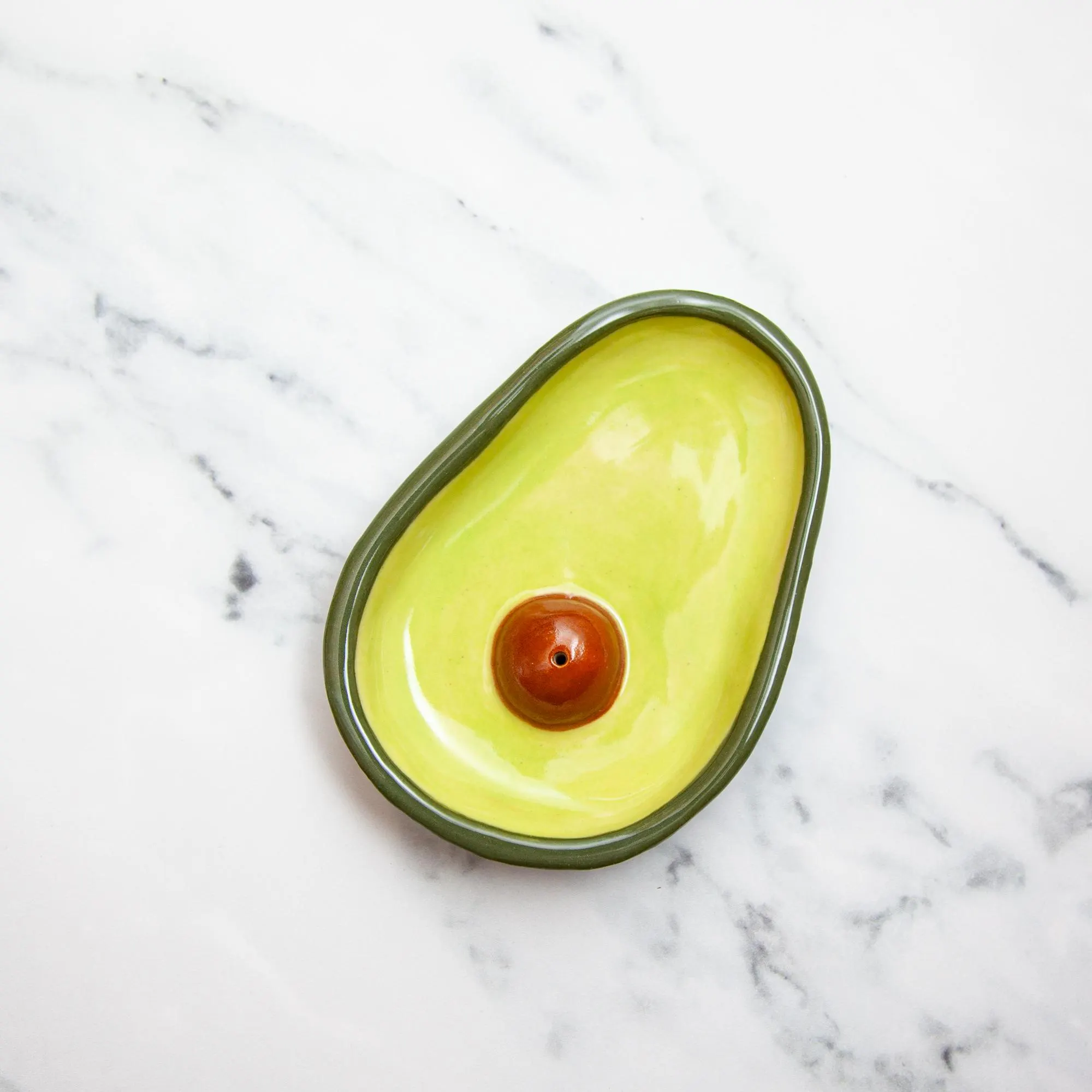 Avocado Incense Burner, Ceramic Hand Painted Stick Incense Holder - image 2