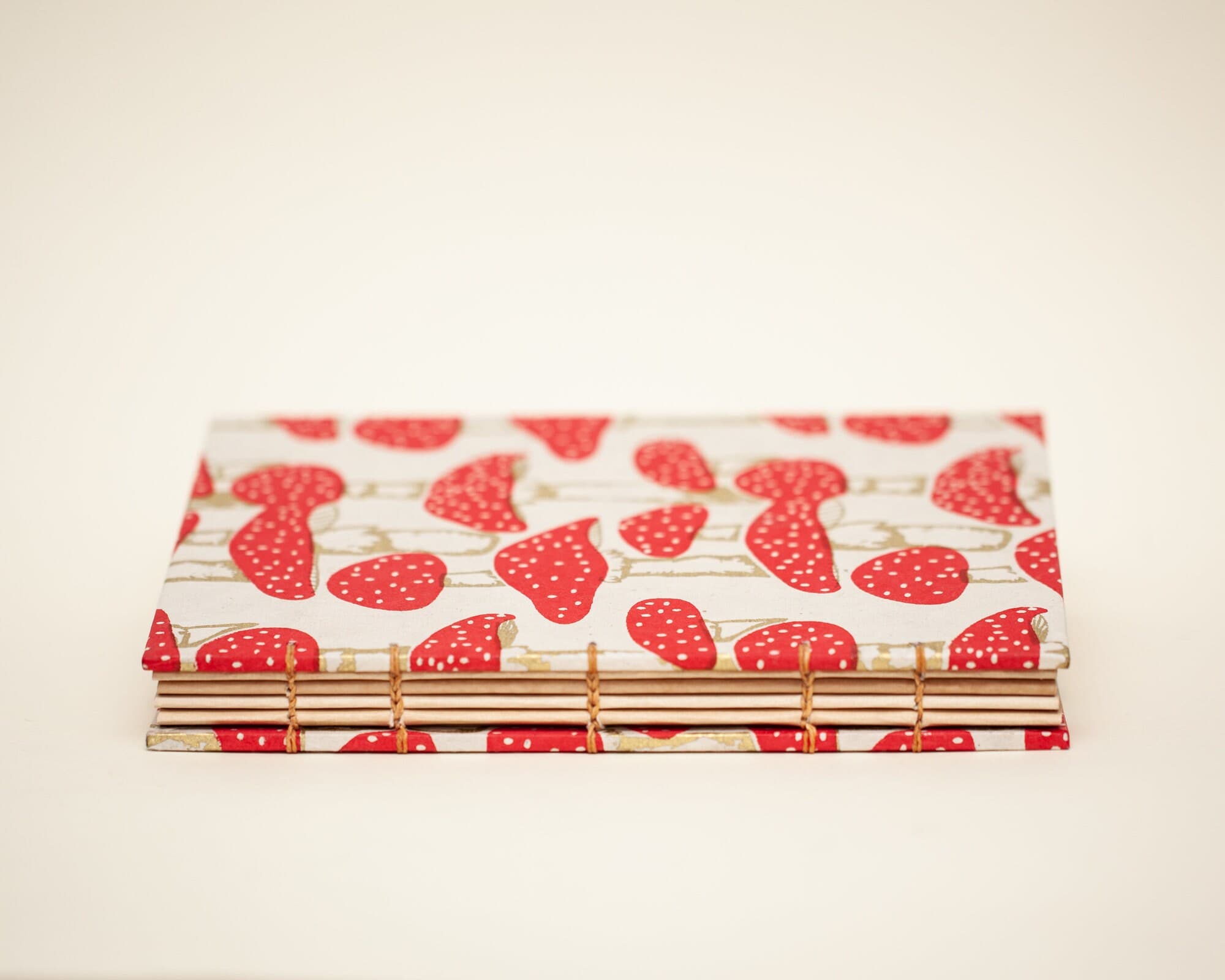Red and Gold Mushroom Journal, Tea Stained Pages, Handbound Foraging Notebook - image 2