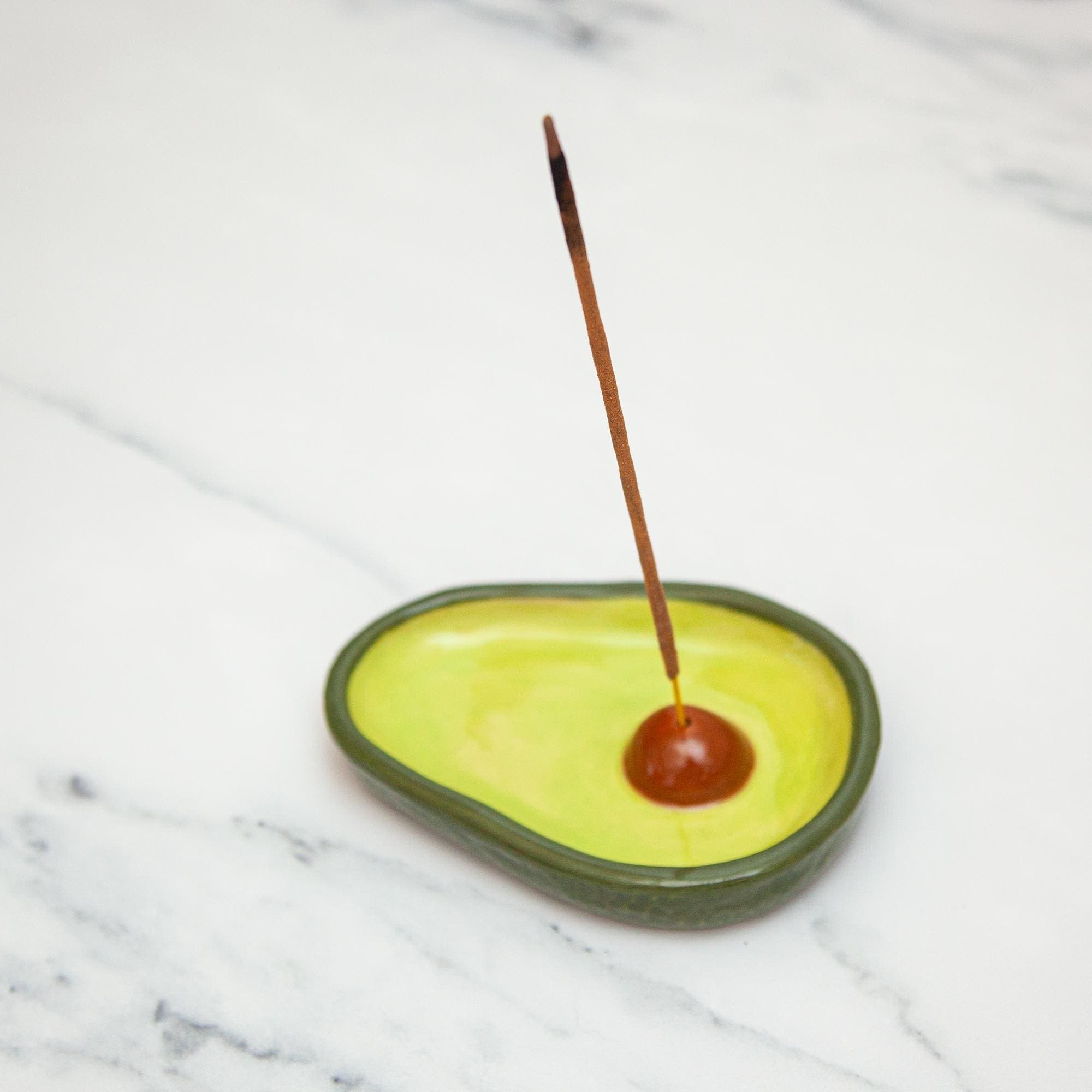 Avocado Incense Burner, Ceramic Hand Painted Stick Incense Holder