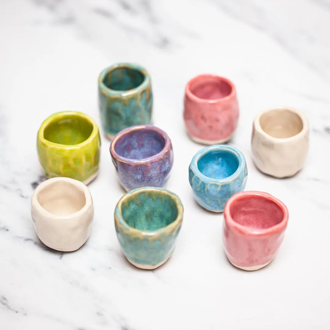 Tincture Thimble, Hand Built Pottery, Fire Cider Shot Glass, Wellness Cup, Ceramic Shot Glass, Teal Glaze, Ceramic Dish - image 2