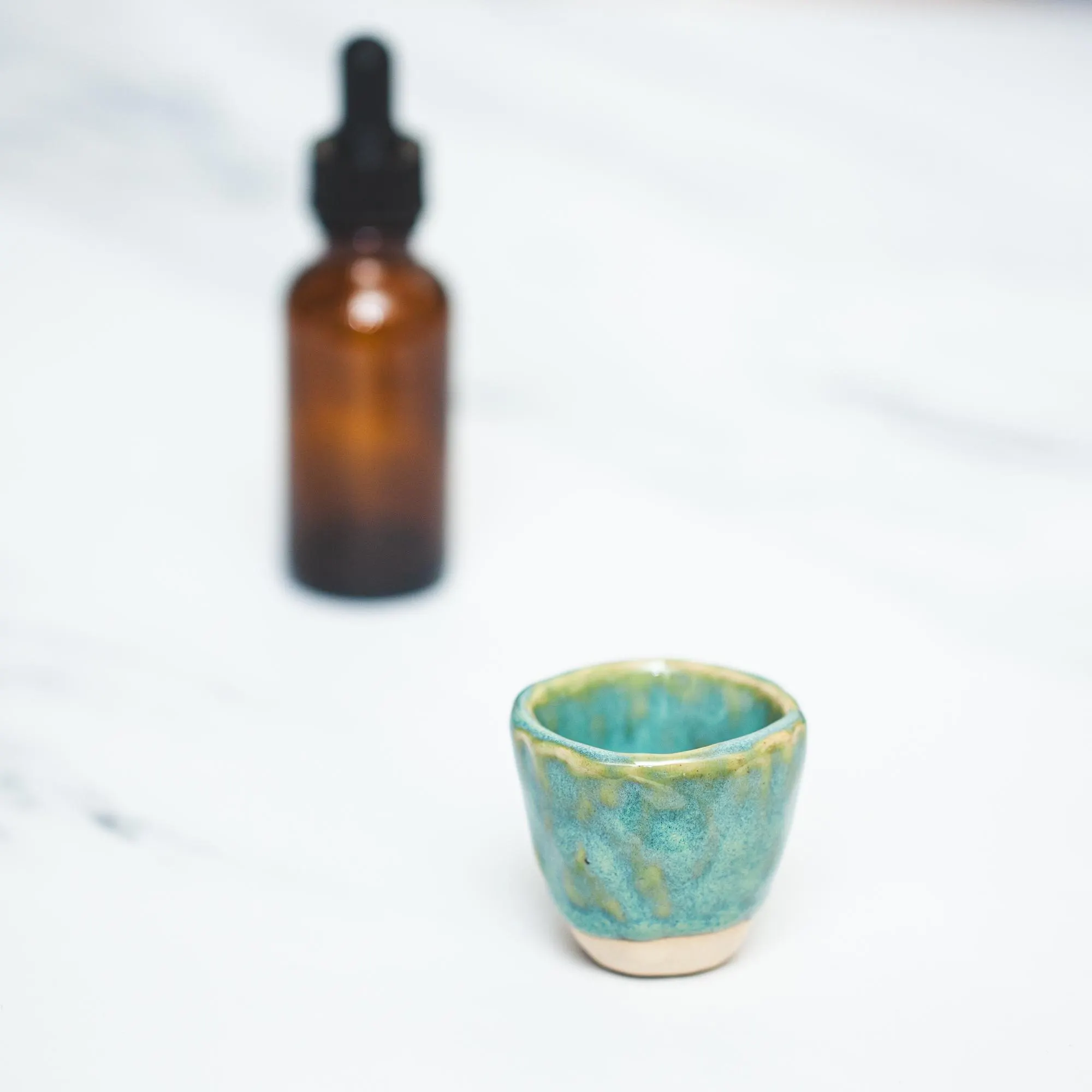Tincture Thimble, Hand Built Pottery, Fire Cider Shot Glass, Wellness Cup, Ceramic Shot Glass, Teal Glaze, Ceramic Dish - image 5