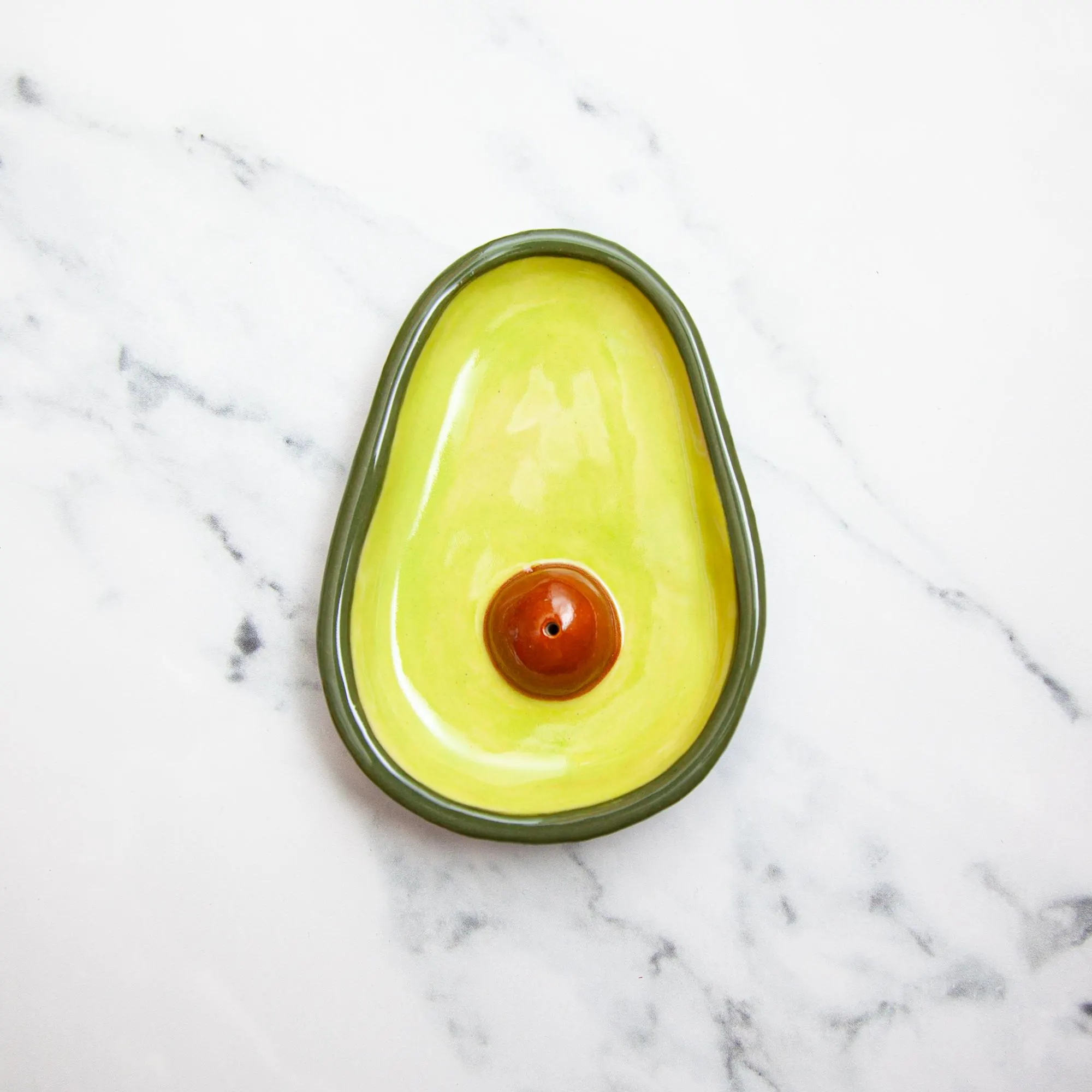 Avocado Incense Burner, Ceramic Hand Painted Stick Incense Holder - image 3