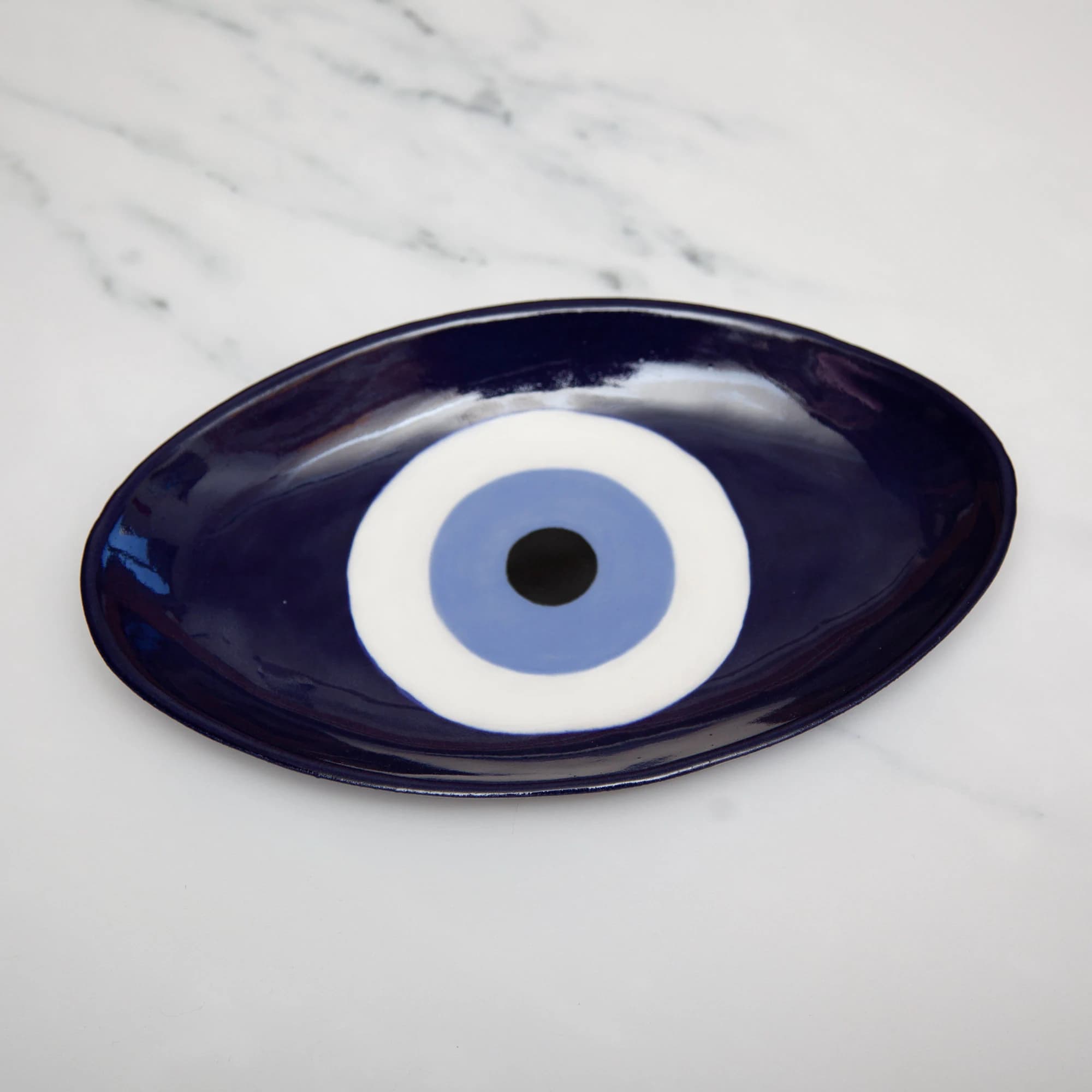 Nazar Evil Eye Jewelry Dish, Large Oval Trinket or Fruit Tray