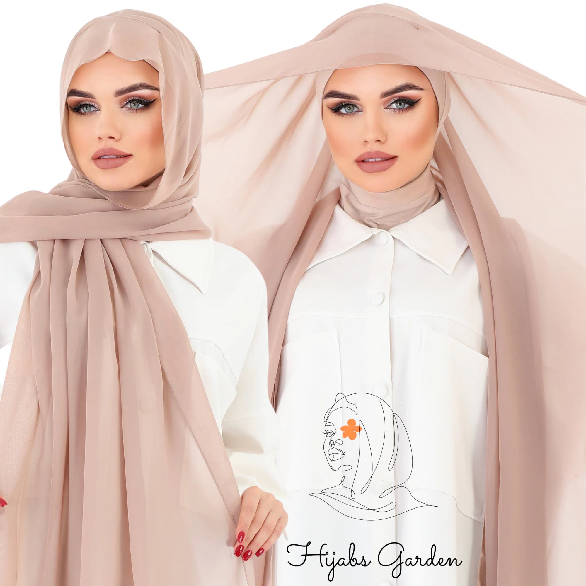 Buy 2 Get 1 FREE, Instant Chiffon Hijab, Ready to Wear Wrap, Cotton Underscarf, Beige Muslim Scarf - image 5