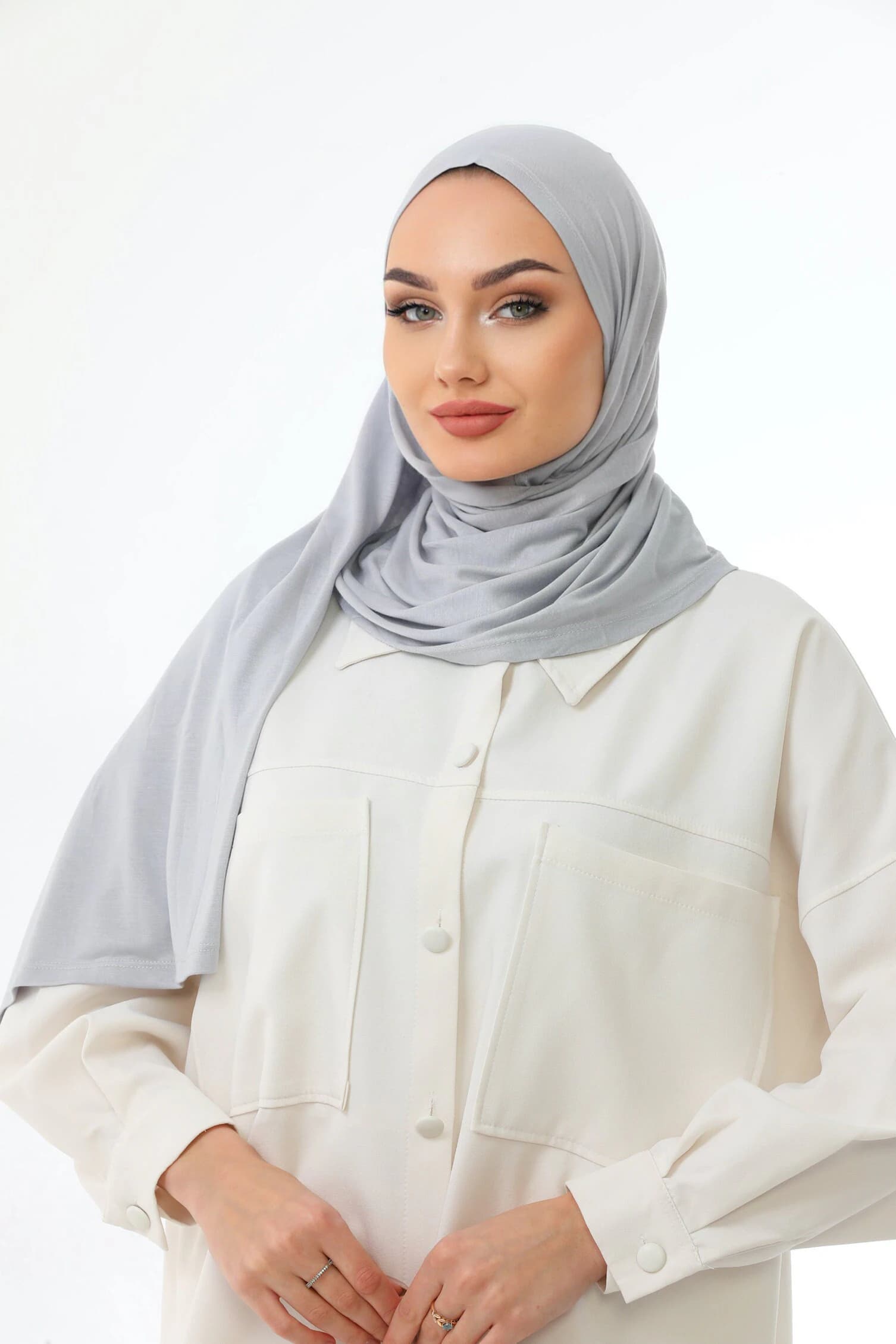 Instant grey jersey hijab