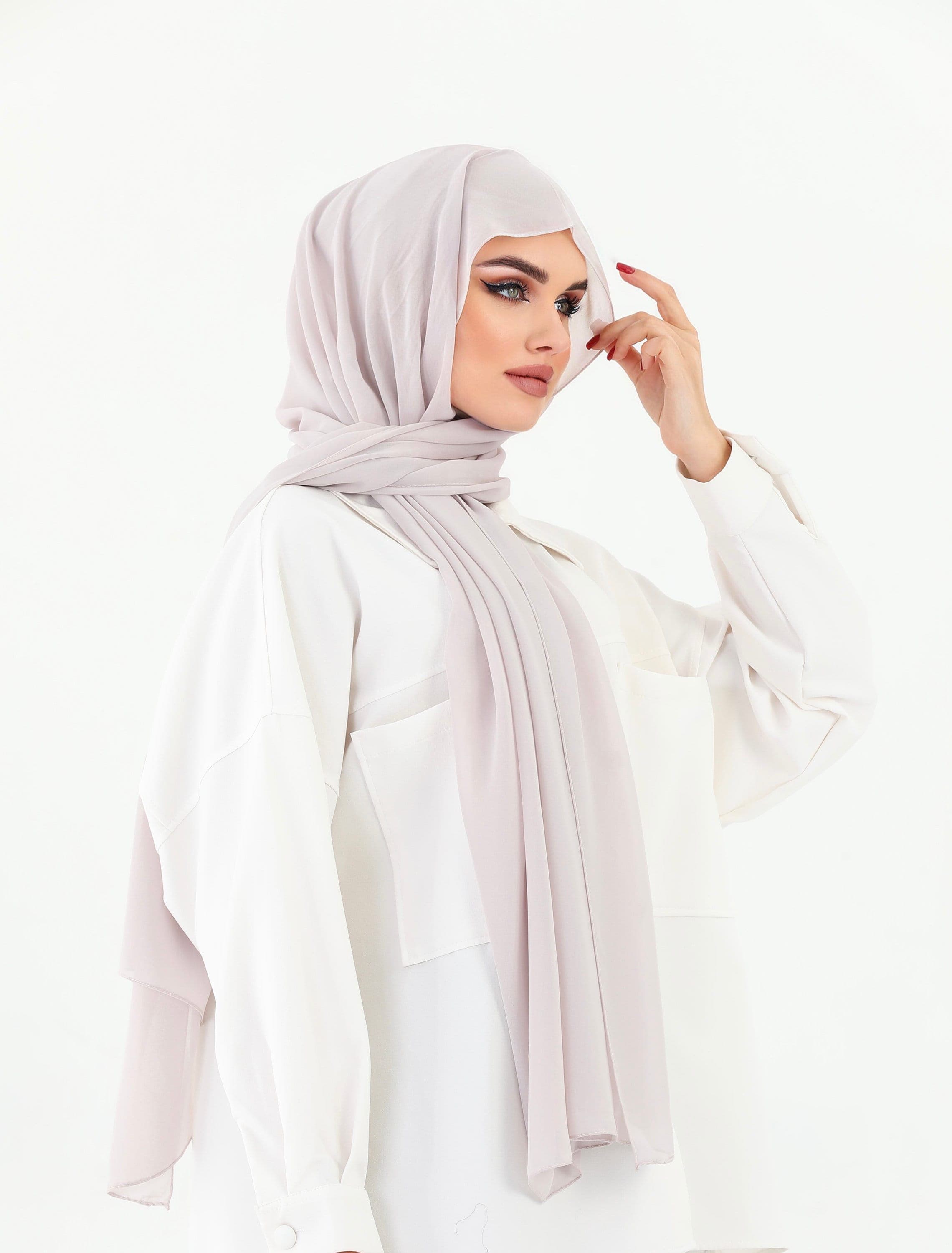 Instant Chiffon Hijab: Beige Muslim Head Wrap - image 4