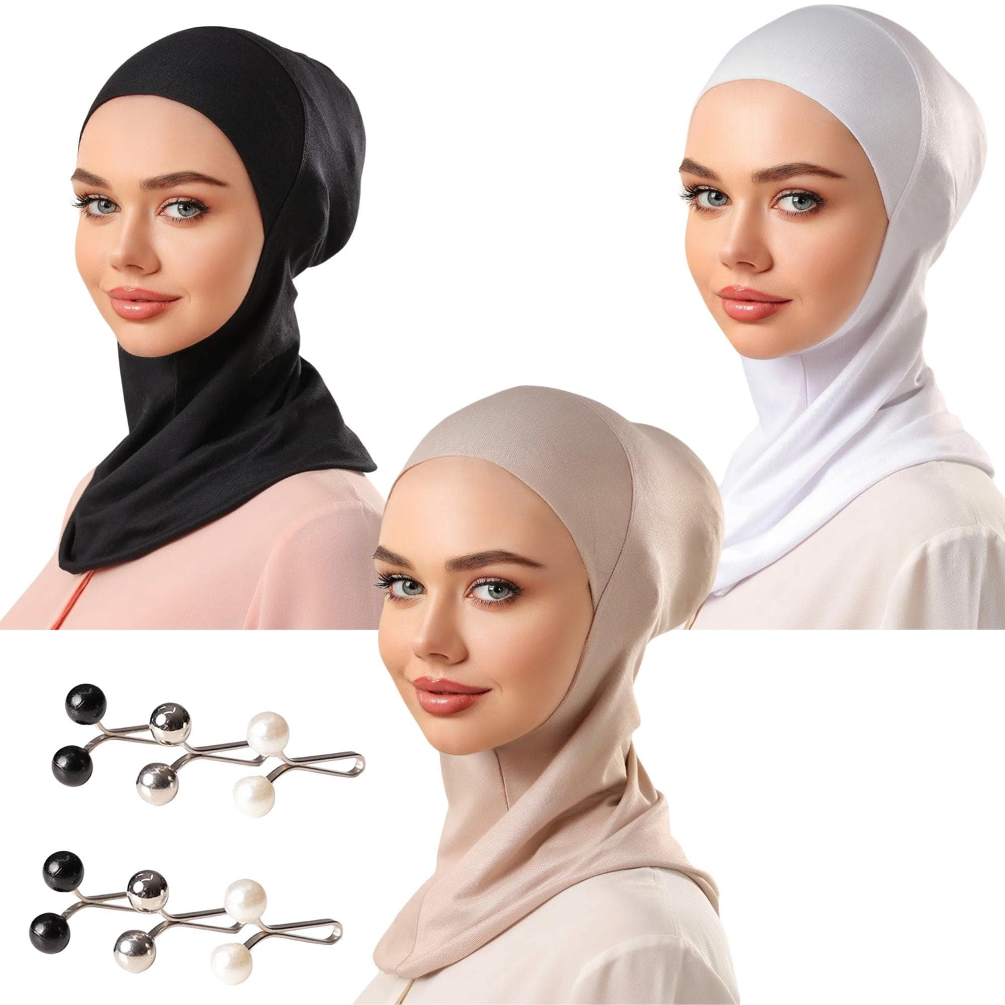 3-Piece Ninja Hijab Cap Set: Cotton Blend Under Scarf
