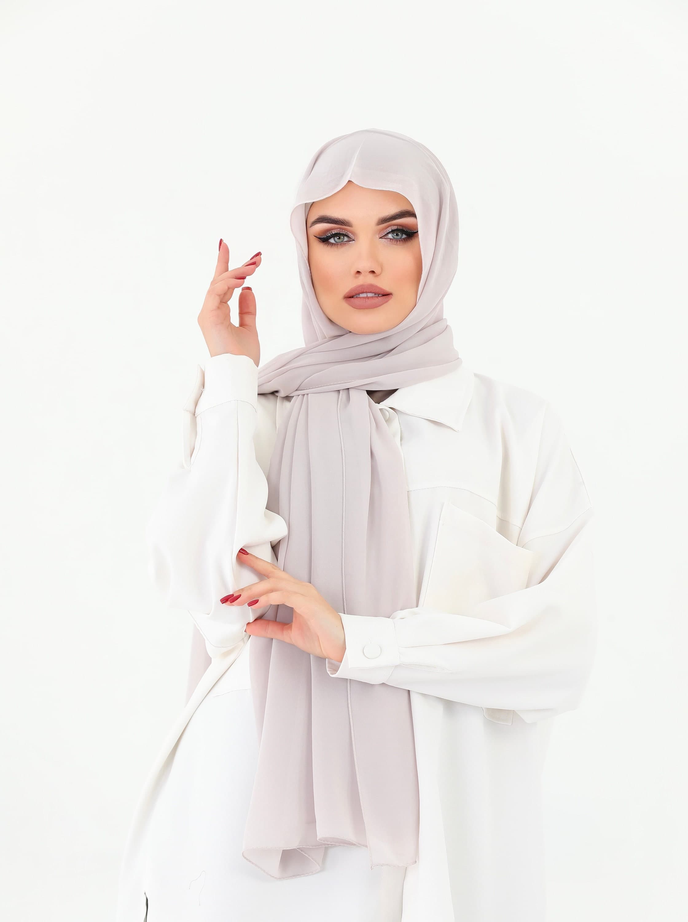 Instant Chiffon Hijab: Beige Muslim Head Wrap - image 3