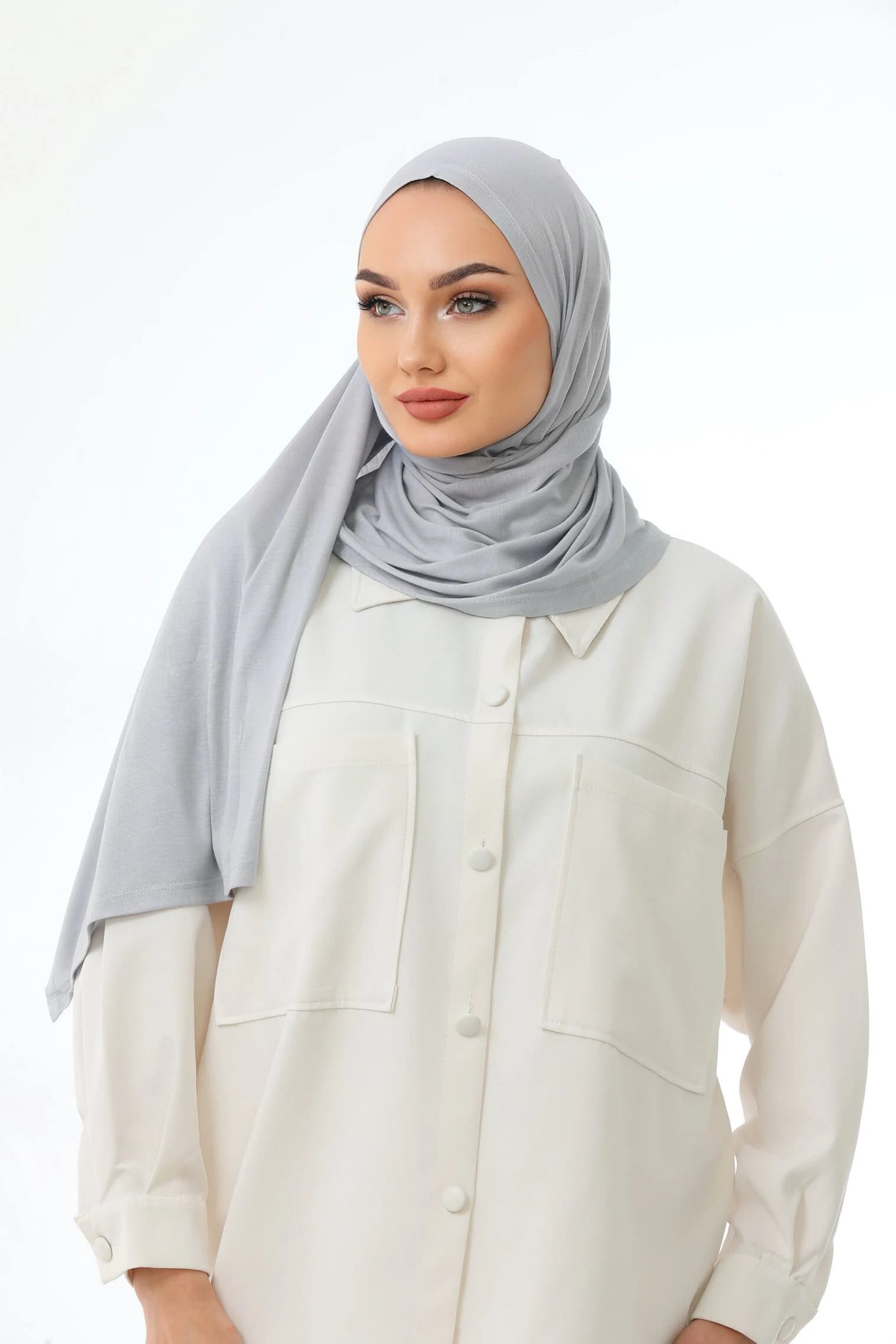 Instant grey jersey hijab