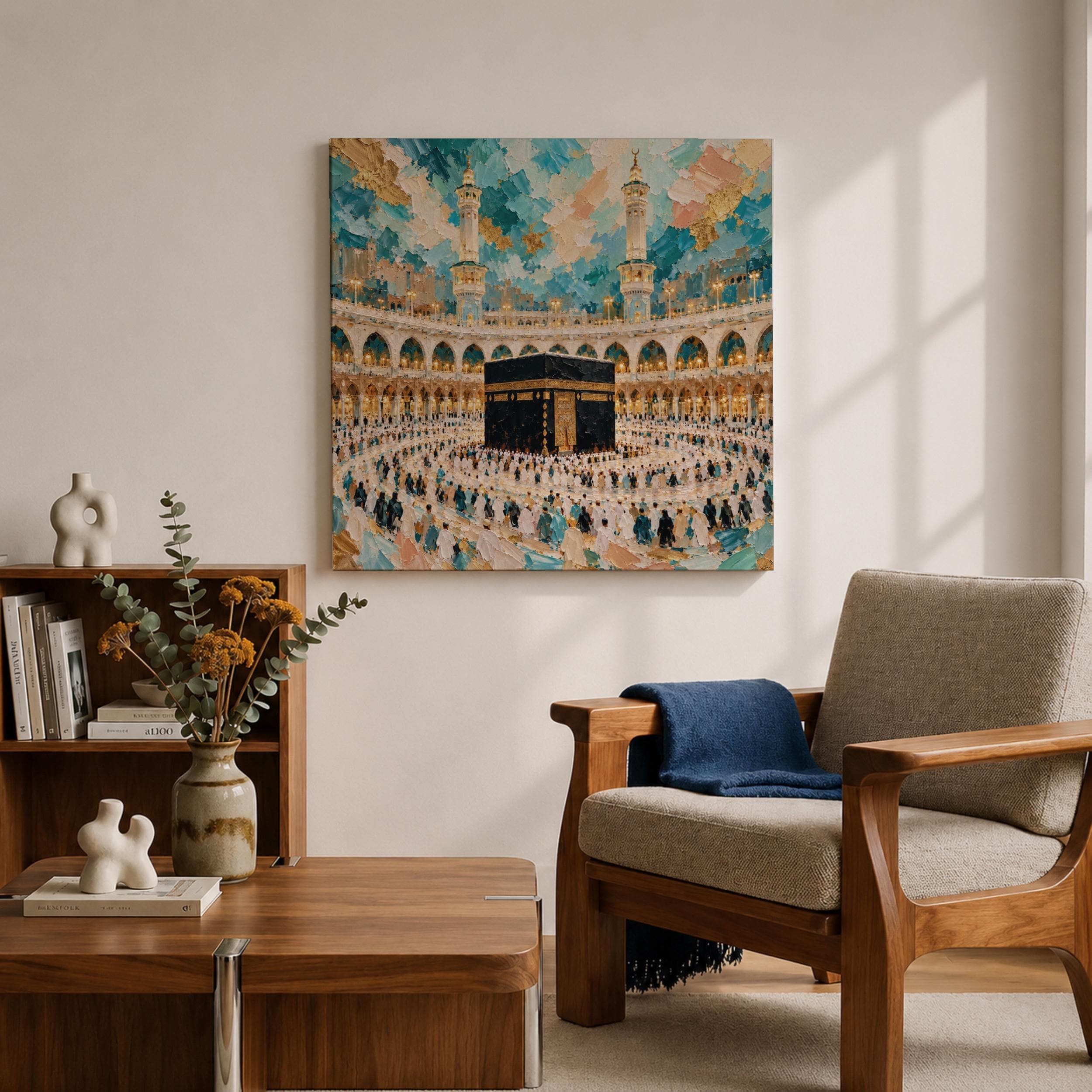 Abstract Kaaba Wall Art Mecca Mosque Framed Canvas Mecca Religious Islamic Home Decor